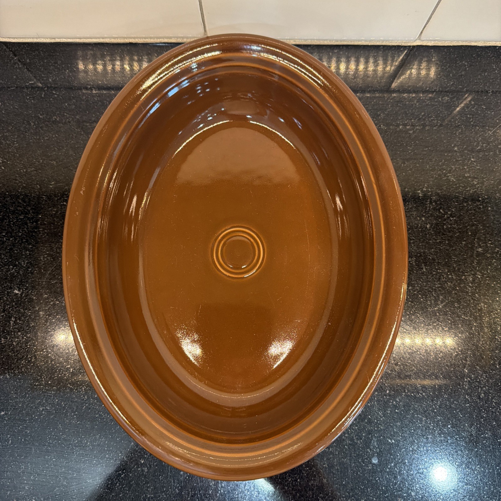 Fiestaware Chocolate Retired 10 1/4″ Oval Brown Vegetable 40 Oz Serving Bowl