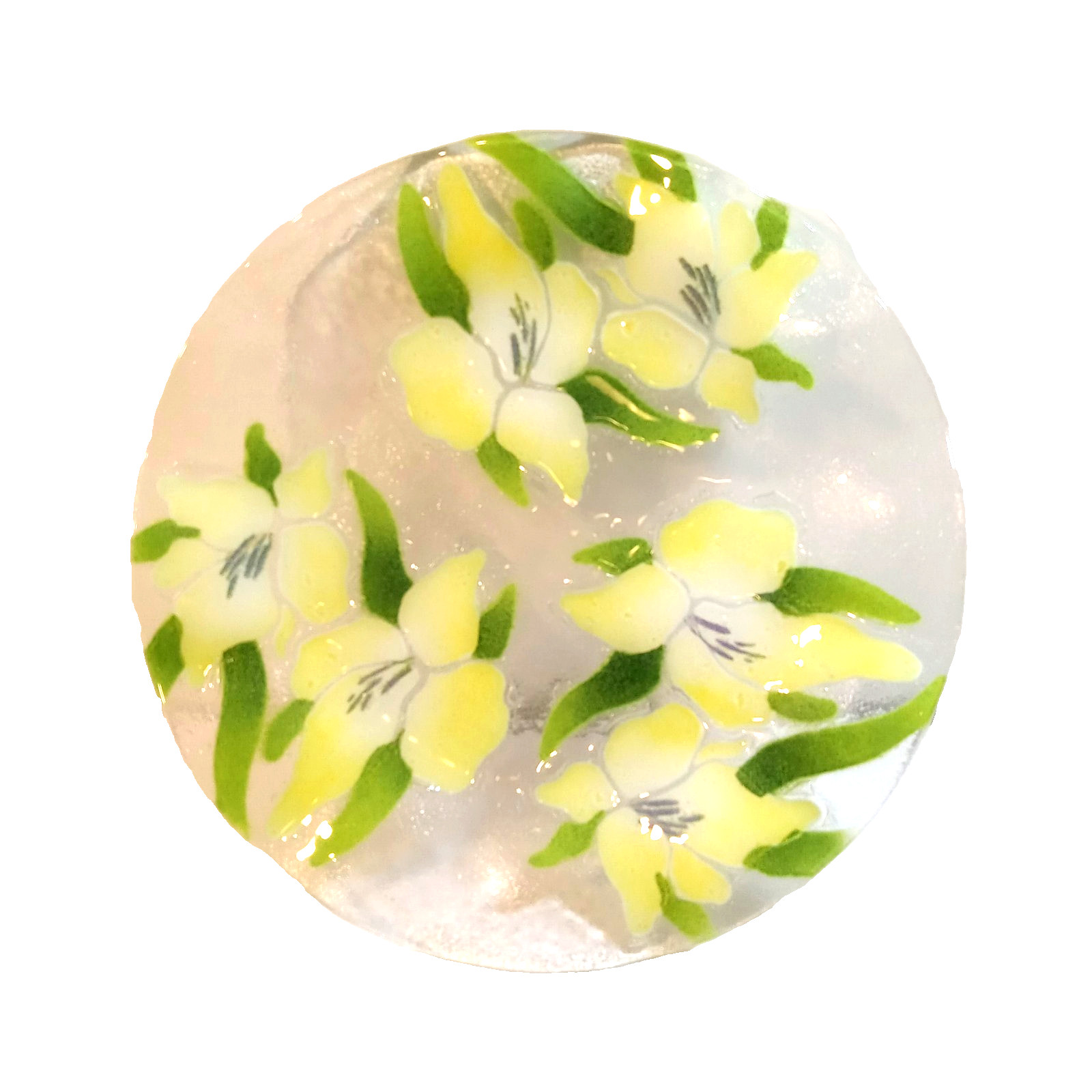 Sydenstricker Floral Fused Glass Plate Round 13.5″ Clear Artisan Home Decor