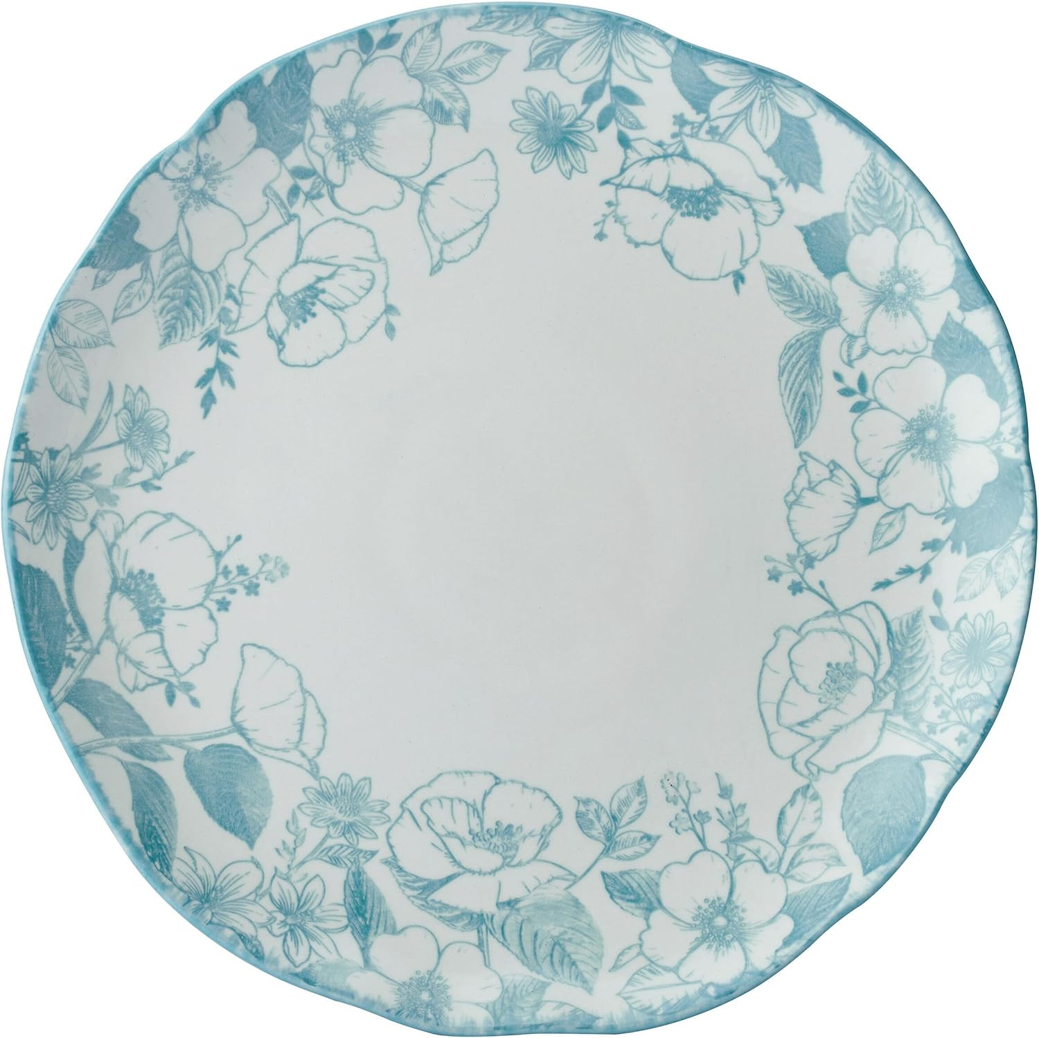 Garden Blossom Floral 12 Piece Plate Bowl Dinnerware Set, Blue