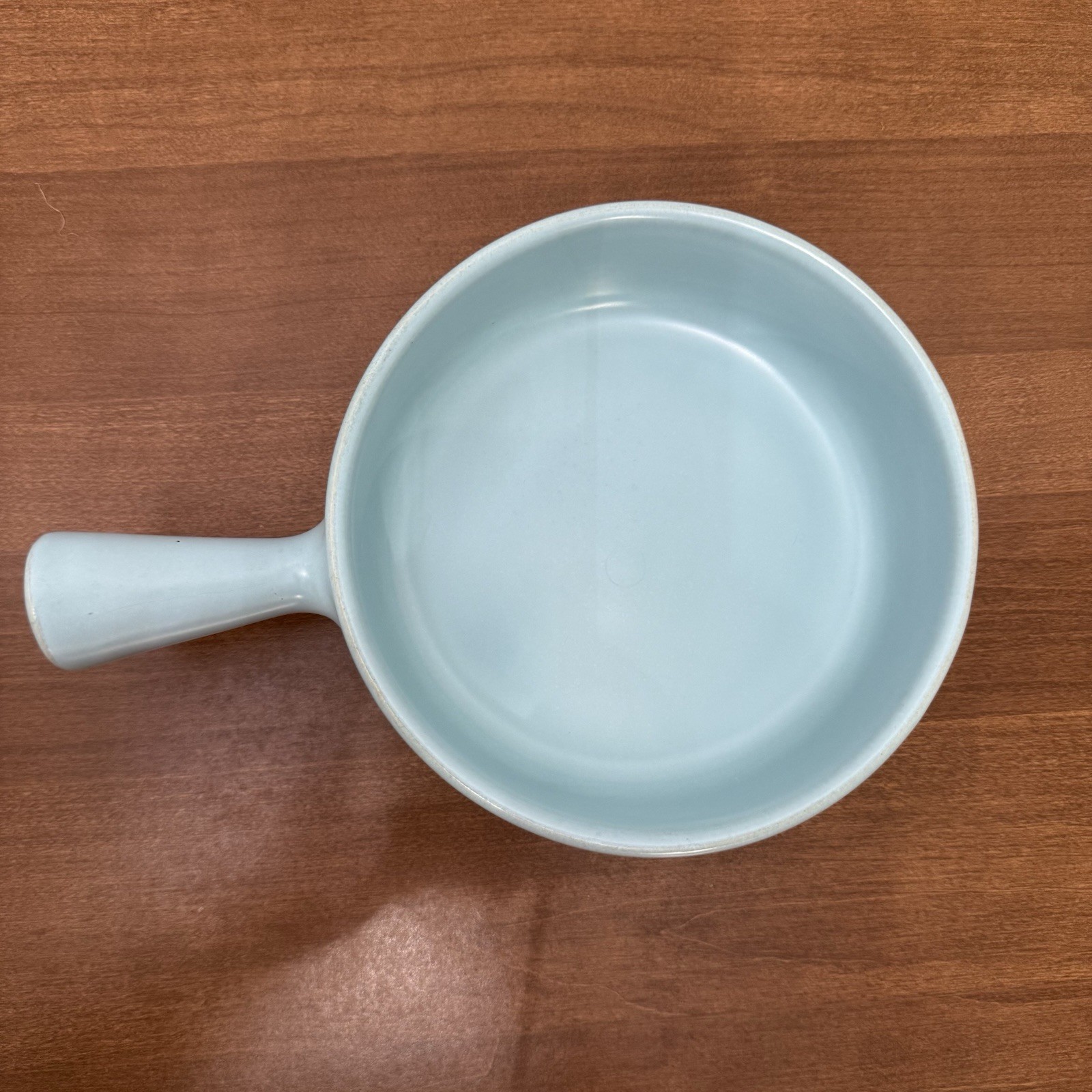 Vtg La Solana Pottery Handled Soup Bowl Teal Blue Matte Ovenware