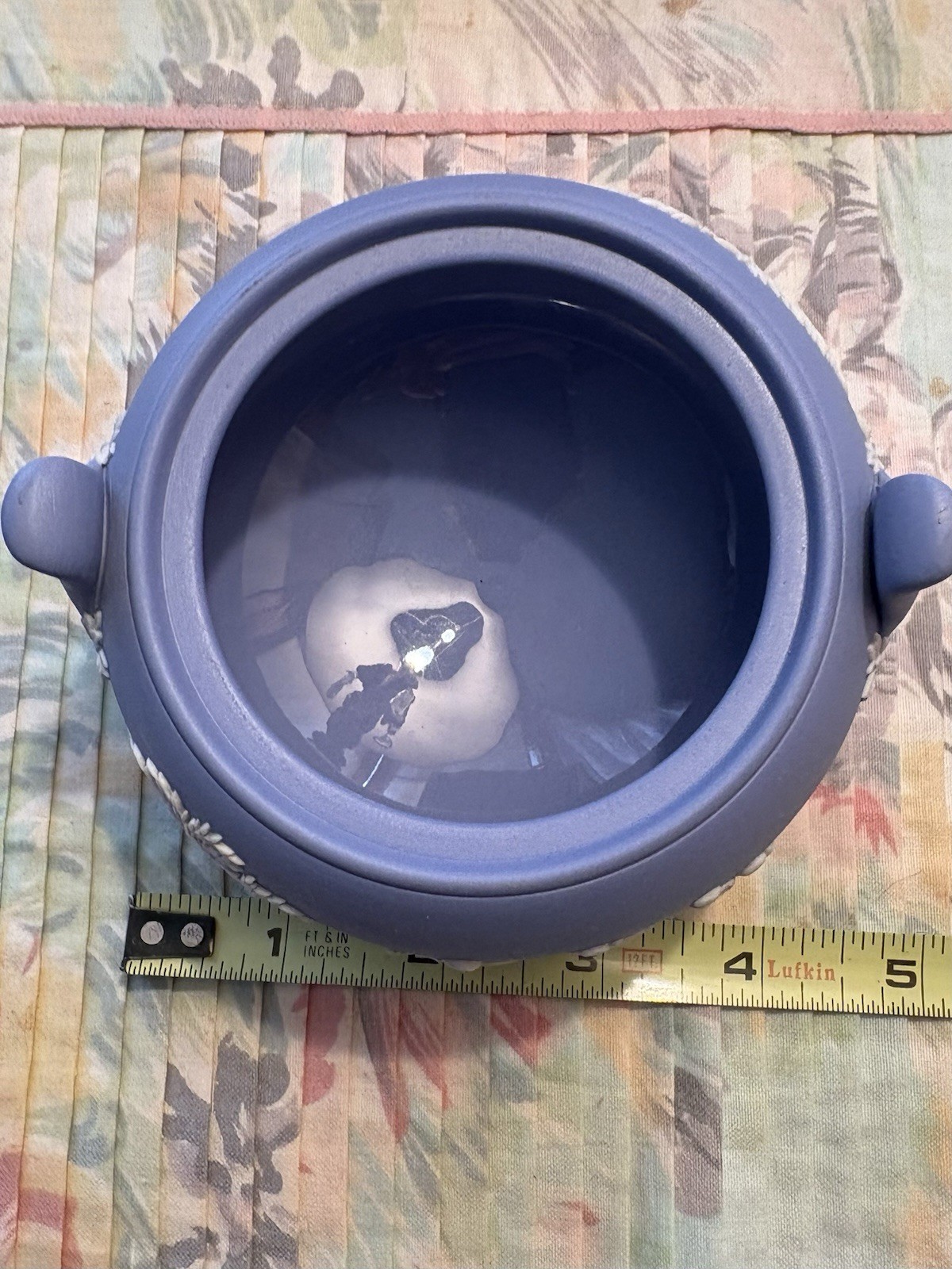 Wedgwood Blue Jasperware Covered Sugar Bowl Neoclassical Relief EUC Vintage Lid