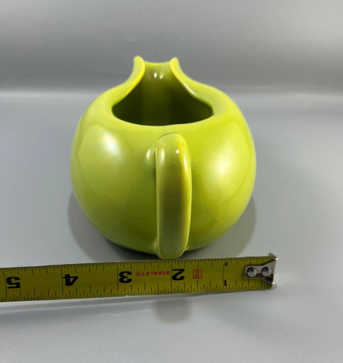 Vintage MCM HOLLYDALE POTTERY Malibu Modern Chartreuse Green Gravy Sauce Boat