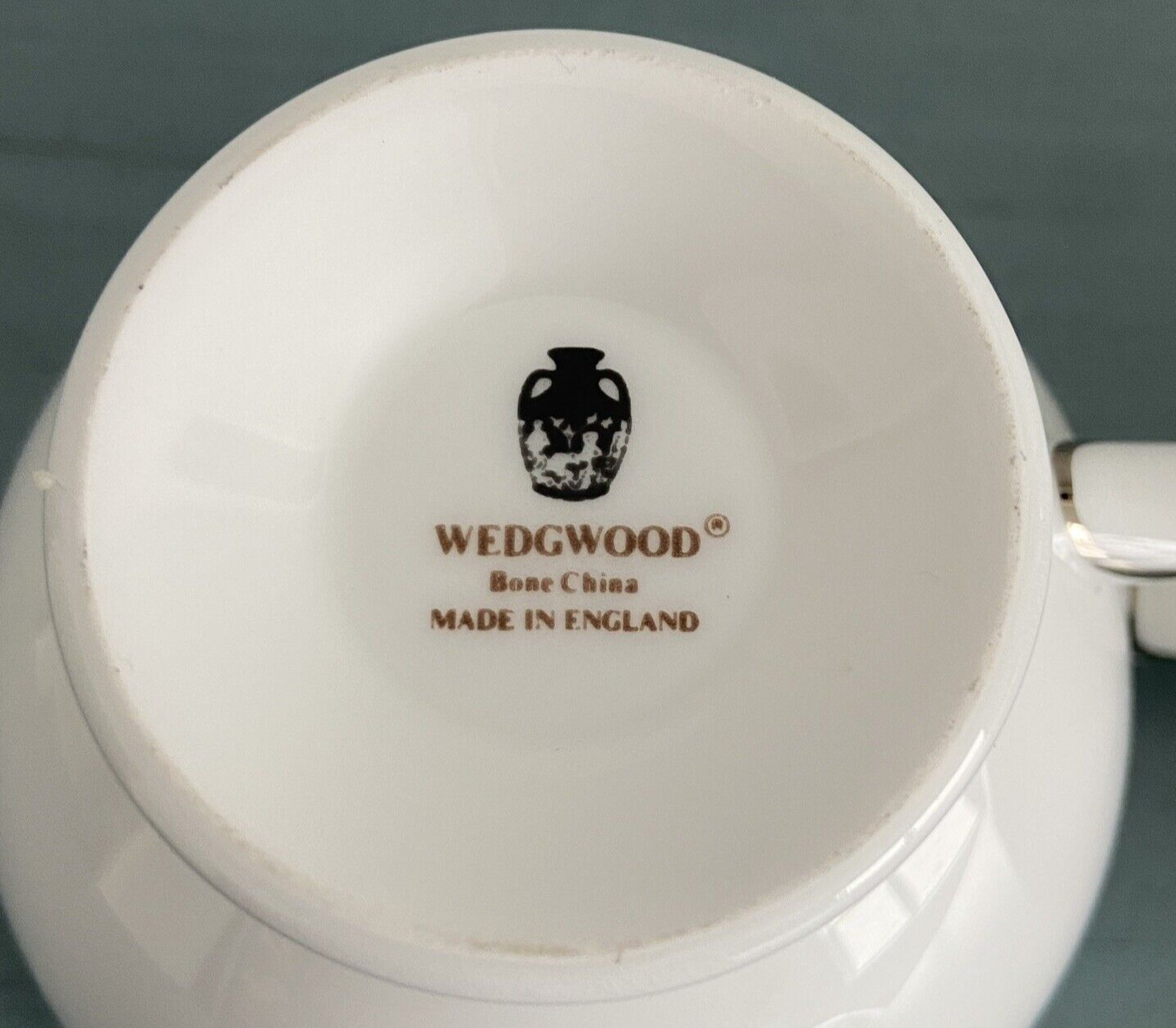 Wedgwood Masefield White & Blue Teacup Set of 2 Platinum Trim England