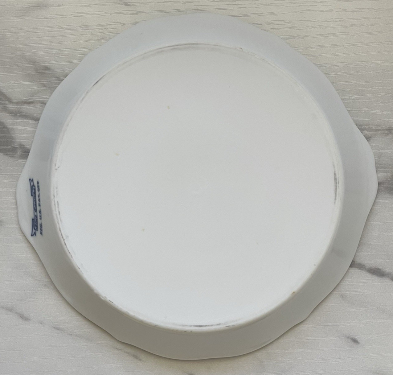 2 Blue Danube Individual Au Gratin Dish 7 1/2″ Across Handles Banner Ribbon Mark