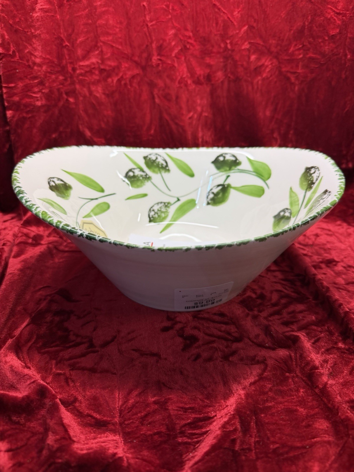 La Tavola Ceramic 9.5” X 7 3/4”Serving Bowl Olive Design Hand Made – Italy~ New