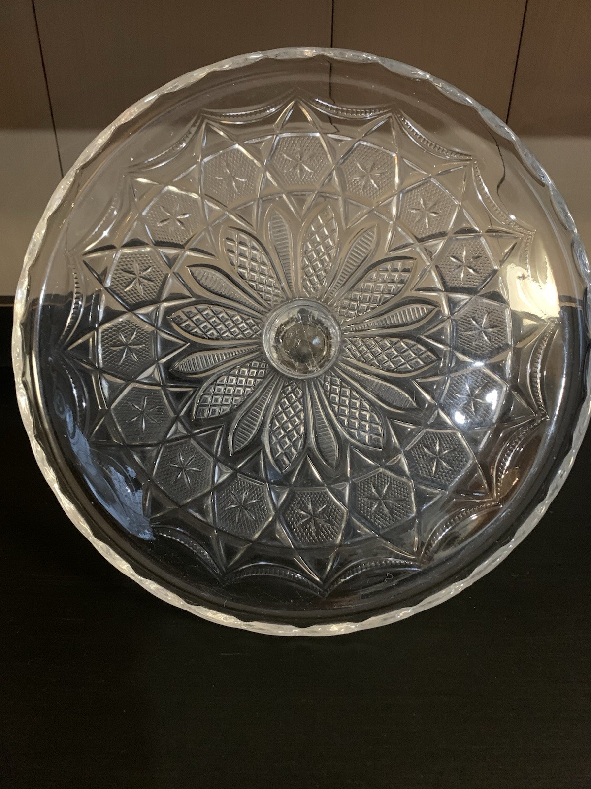 Bryce Walker Leverne No 80 Star In Honeycomb Clear Glass Cake Stand EAPG