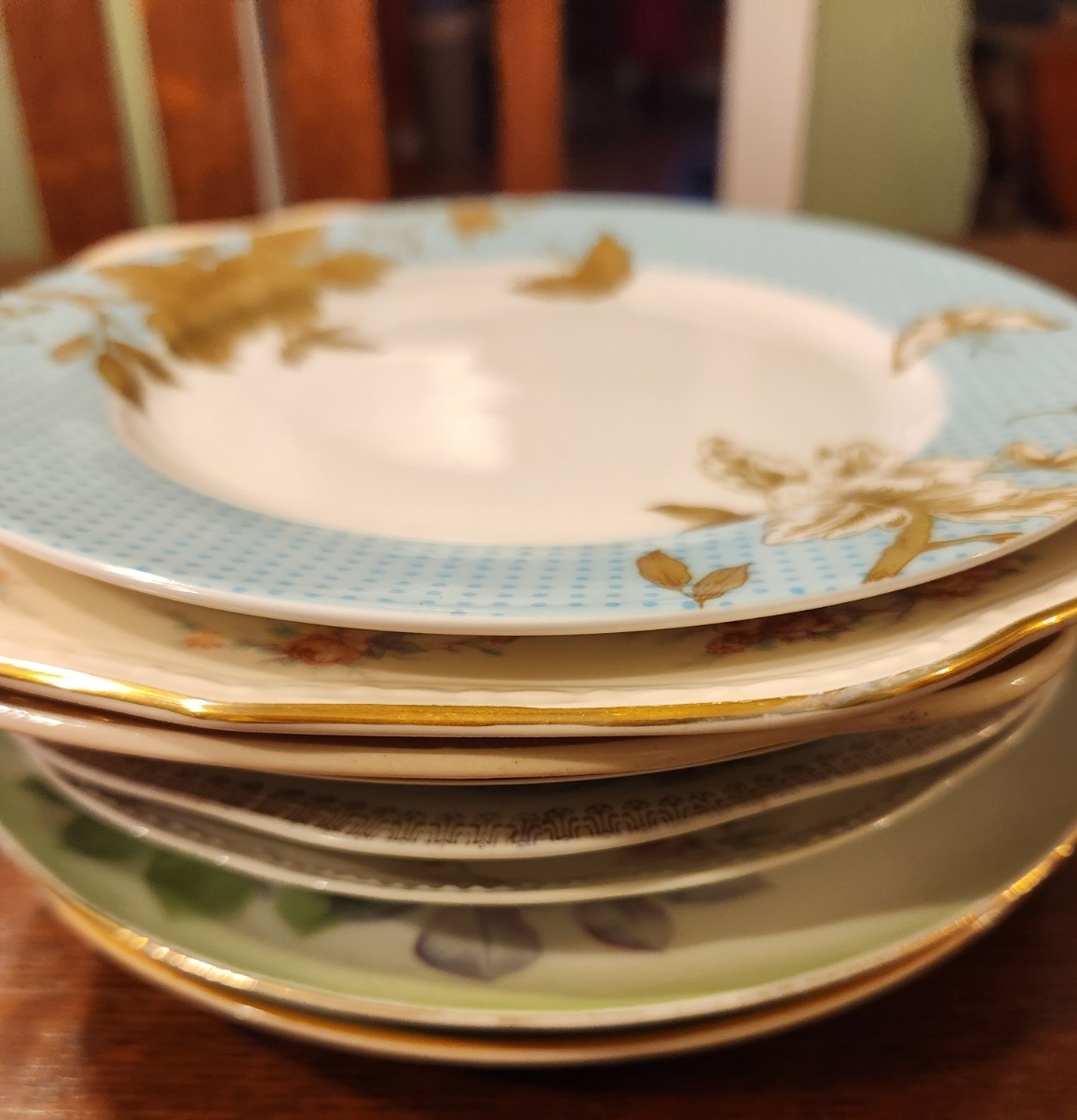 8 Vtg Mismatched China Salad Luncheon Plates Plate Set Mixed Floral Tea Party C