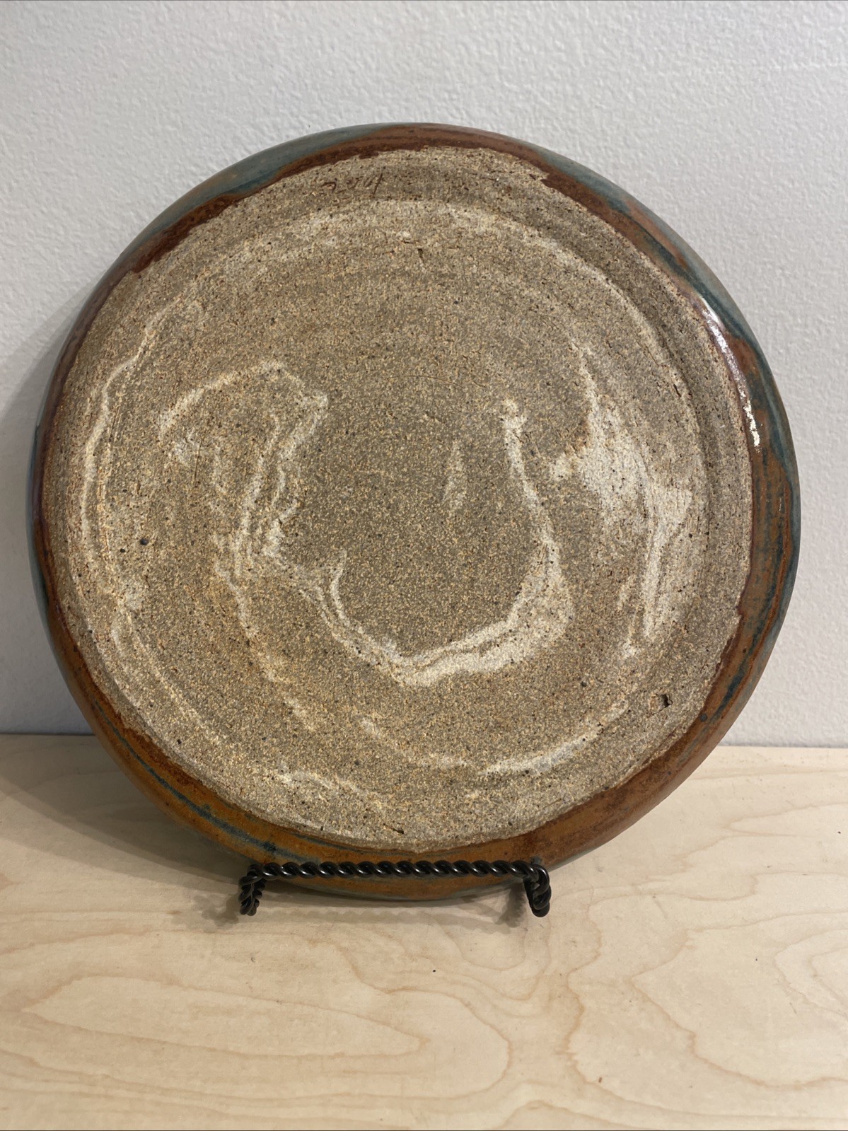 Vintage Blue/green/brown Speckled Art Pottery Stoneware Dinner Plates – Set Of 2
