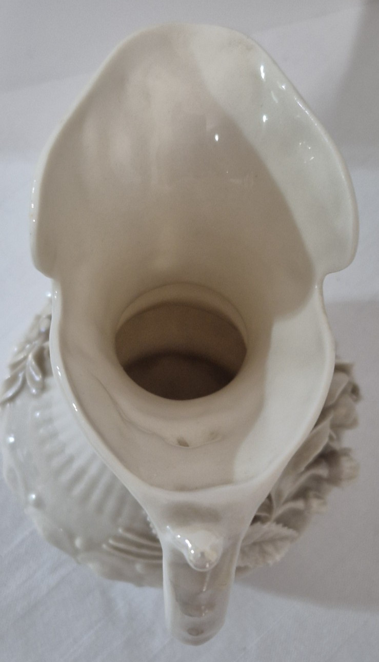 Vintage Belleek Aberdeen Pitcher Applied Flowers Ireland Green Mark