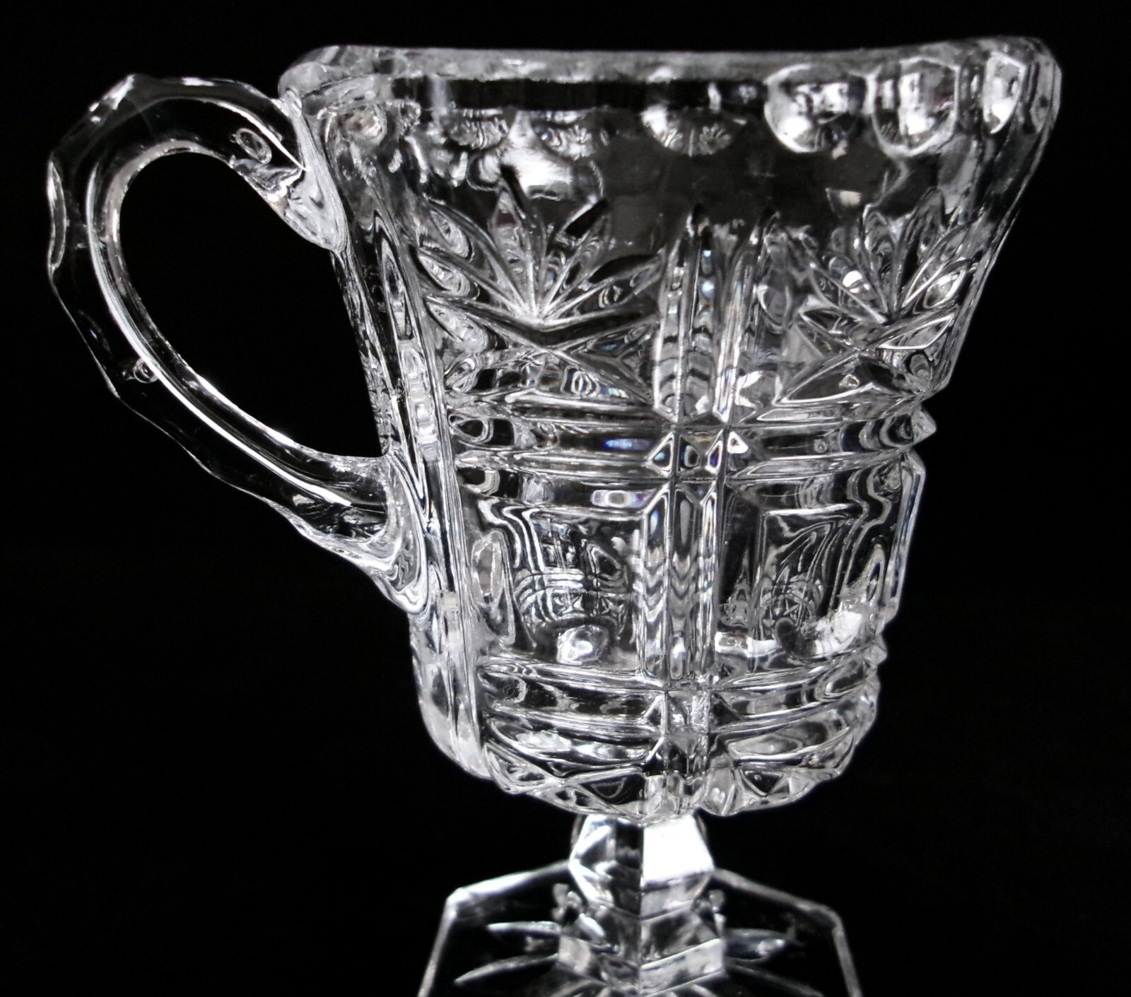 Vintage Clear Glass Crystal Footed Creamer And Sugar Bowl With Lid