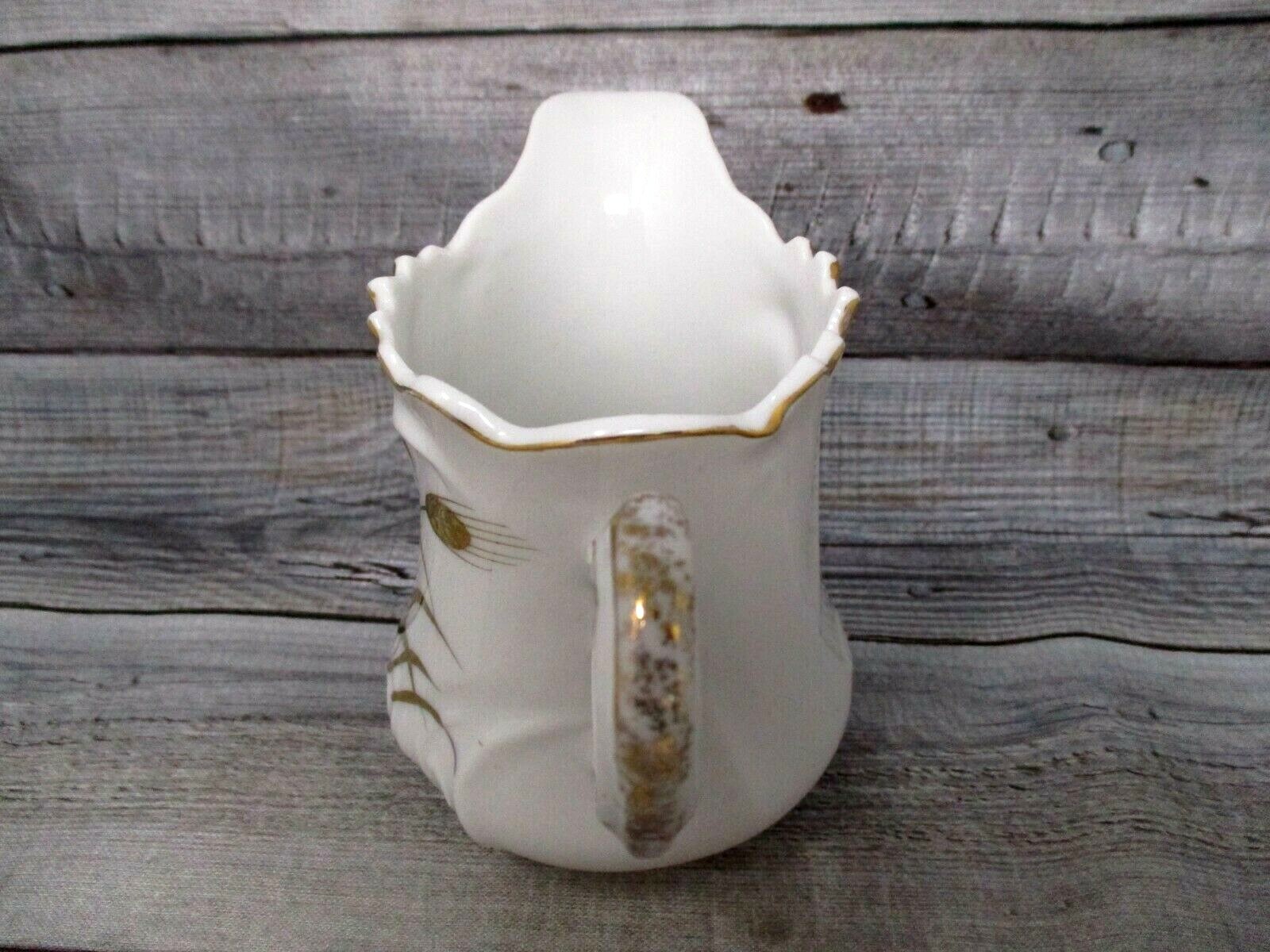 Lefton China Creamer Pitcher Small 3.5in Golden Wheat Farmhouse Country *crack