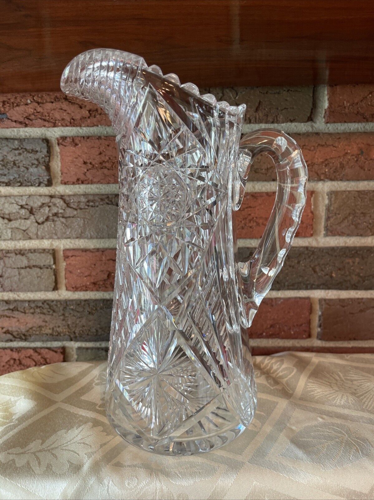 Large Antique American Brilliant Cut Glass Pitcher – 10 1/2” – 5 Pounds –
