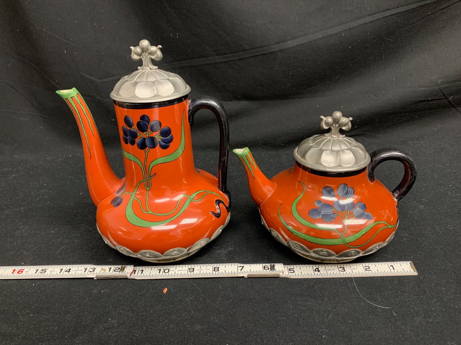 Orivit Four Piece 1900’s Mettlach Coffee and Tea Set w/ Tray