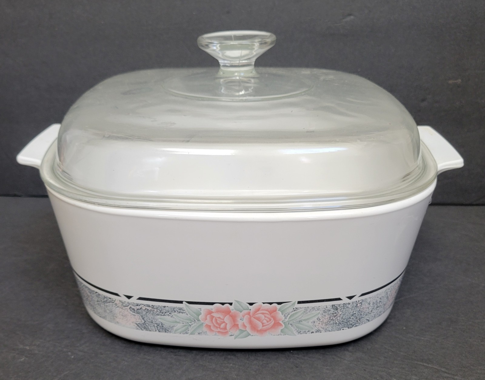 6pc Corning Silk & Roses Casserole Dishes A-2-B, A-3-B, A-5-B w/ Pyrex Lids EXC