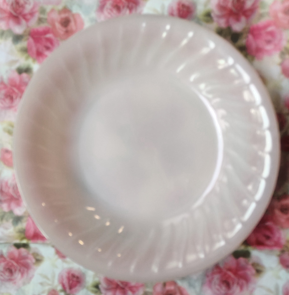 3 Fire-King Roseite Pink Swirl Milk Glass Anchor Hocking Coupe Soup 7.75 in Bowl