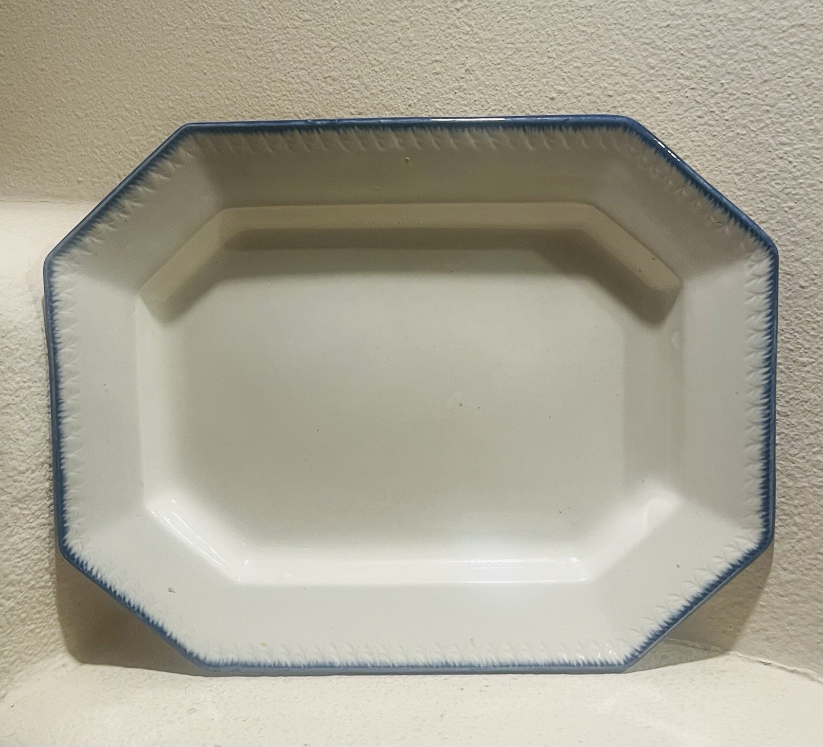 Leeds Cobalt Blue Feather/Shell Edged Platter, Octagon Shaped, 11.5” X 14.75”