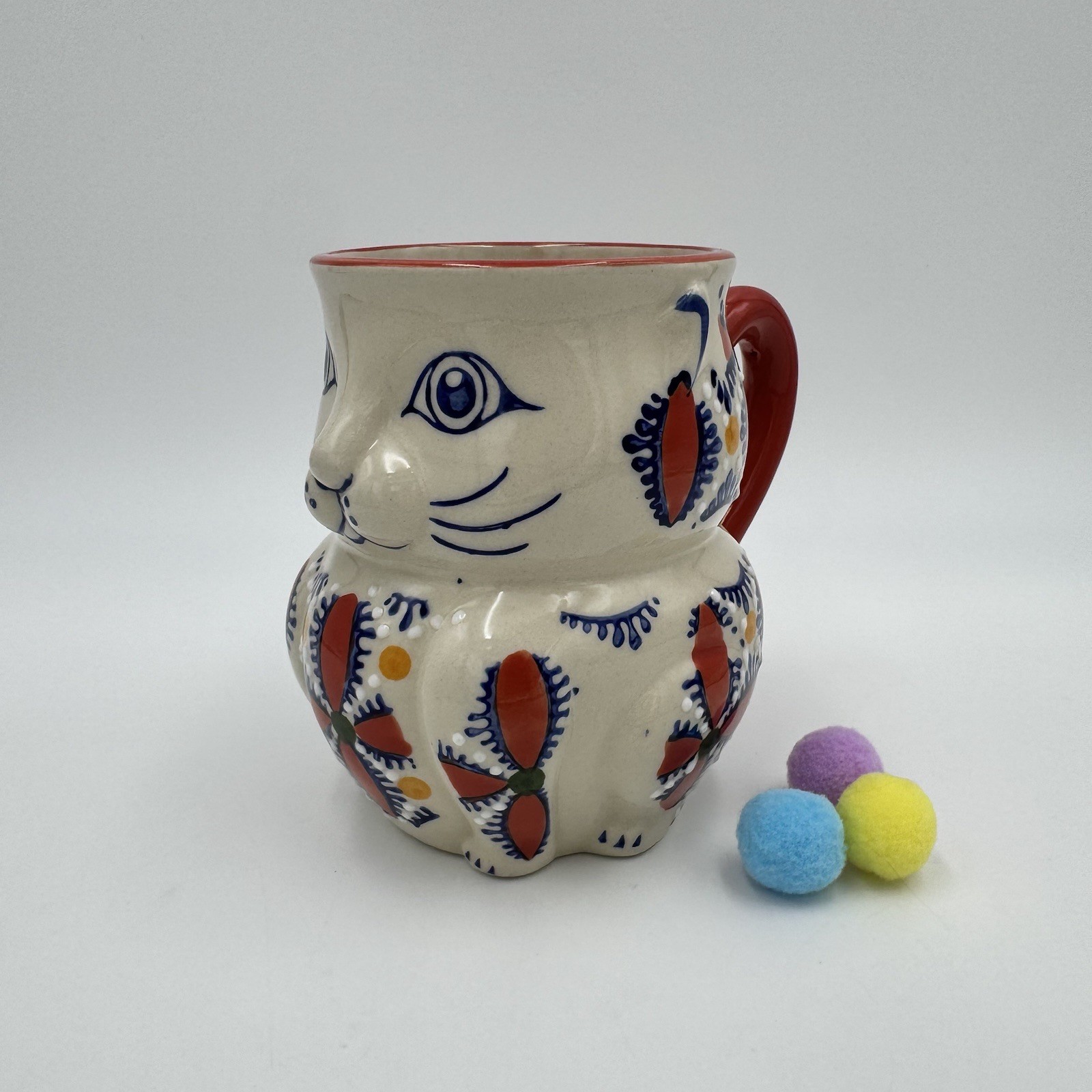 Yokohama Studio Hand Painted Cat Shaped Mug Multicolor Stoneware Coffee Tea Cups