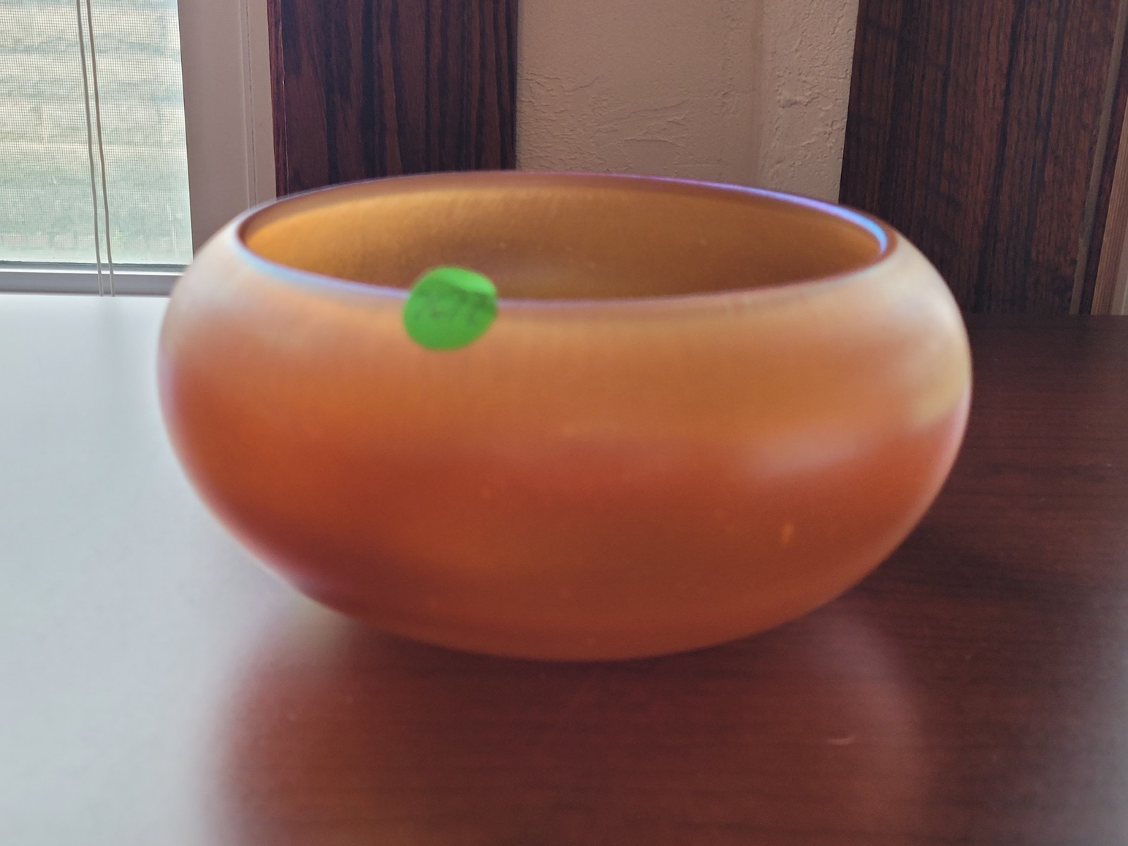 Stretch Art Glass Marigold Imperial Jewels Cupped Top Bowl Iron Cross Signed