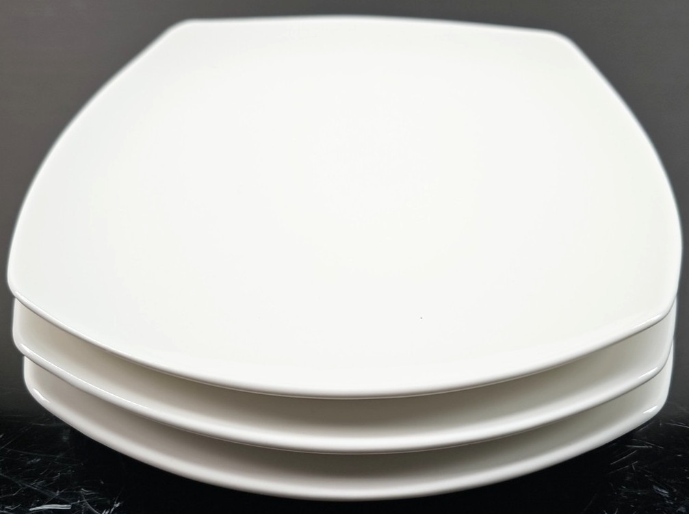 3 Churchill Recline Square Salad Plate Set White Elegant Serving Dining Dish Lot