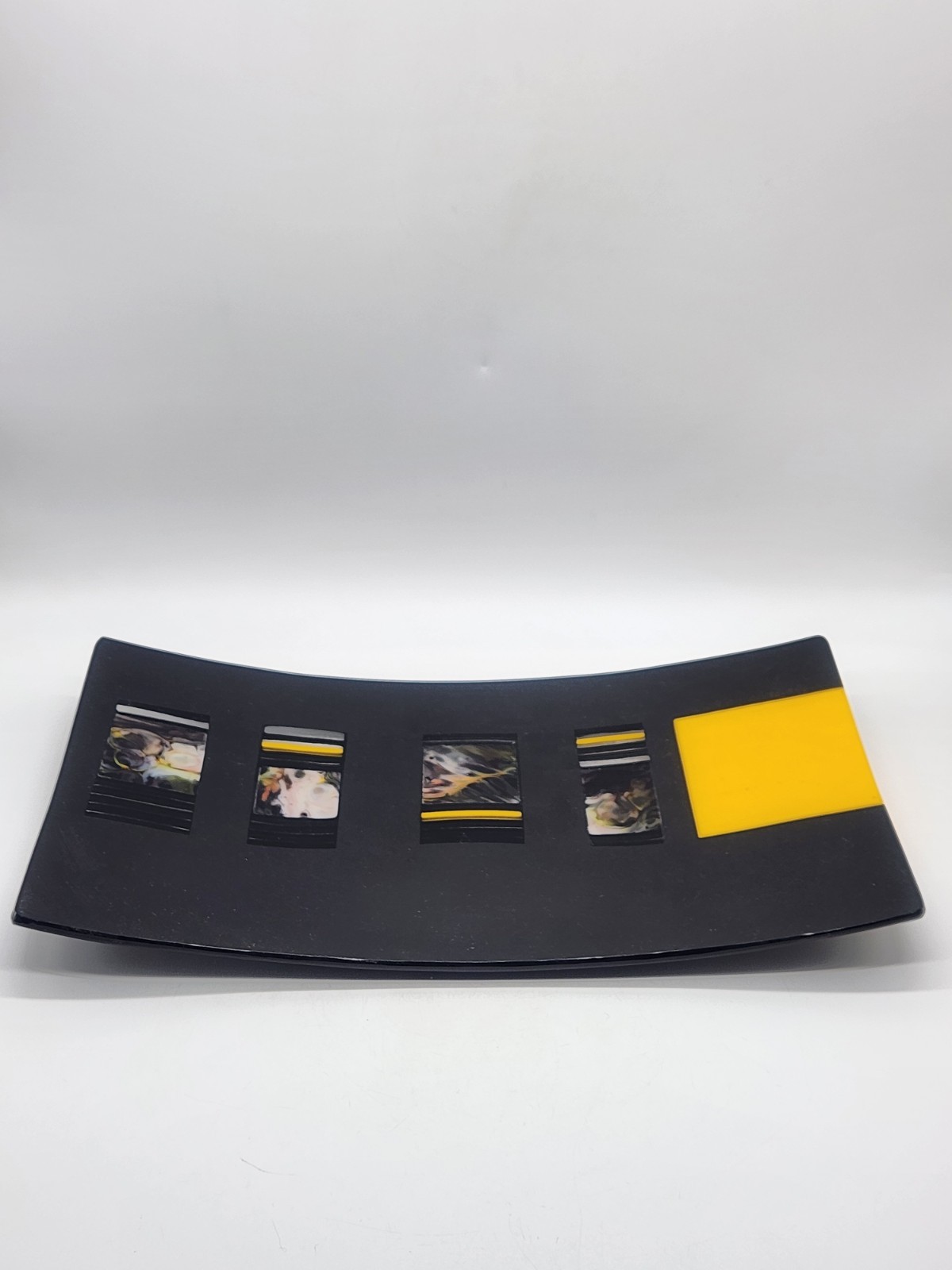 Aryana B Londir Handcrafted Fused Art Glass Decorative Rectangular Tray Platter