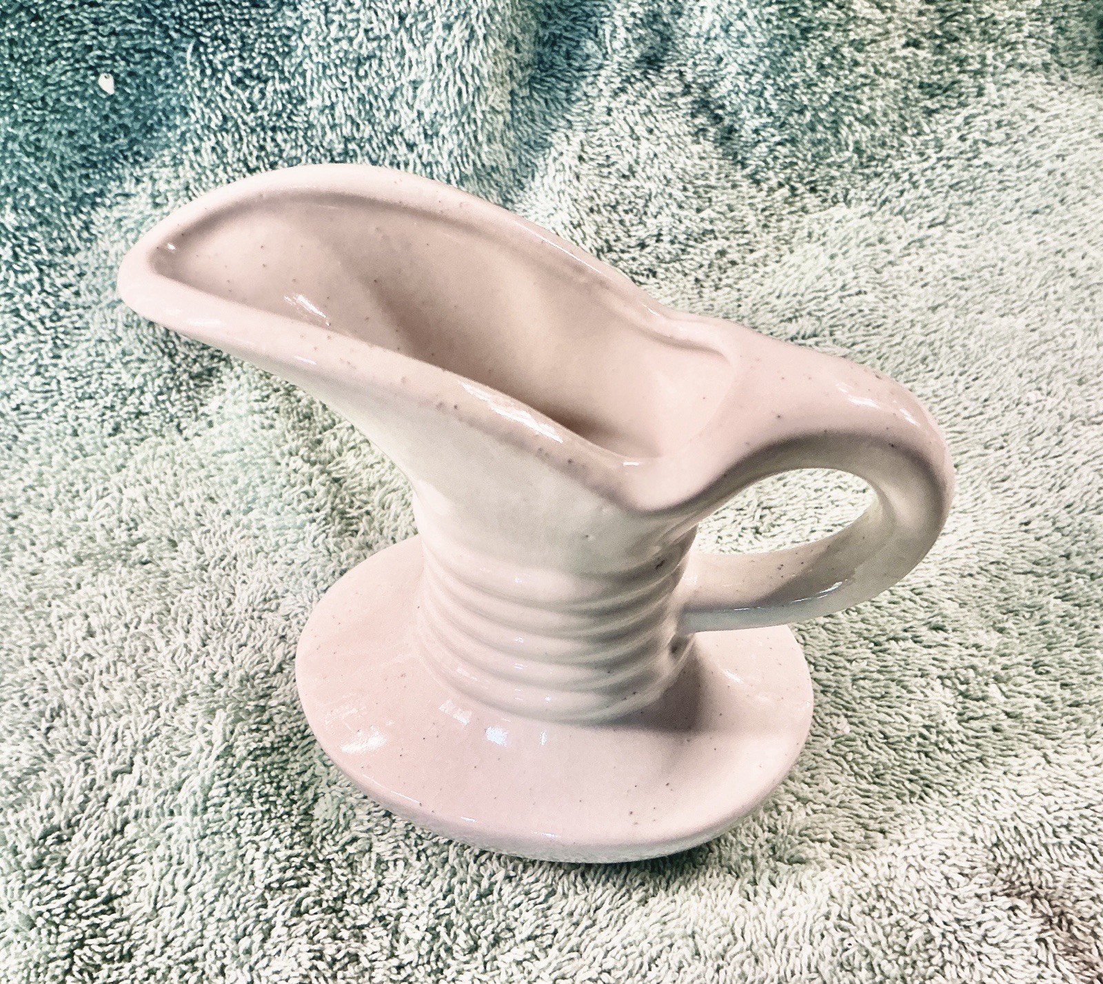 MCM White Ring-Neck Ewer Pitcher Art Pottery – 5 Inches Tall