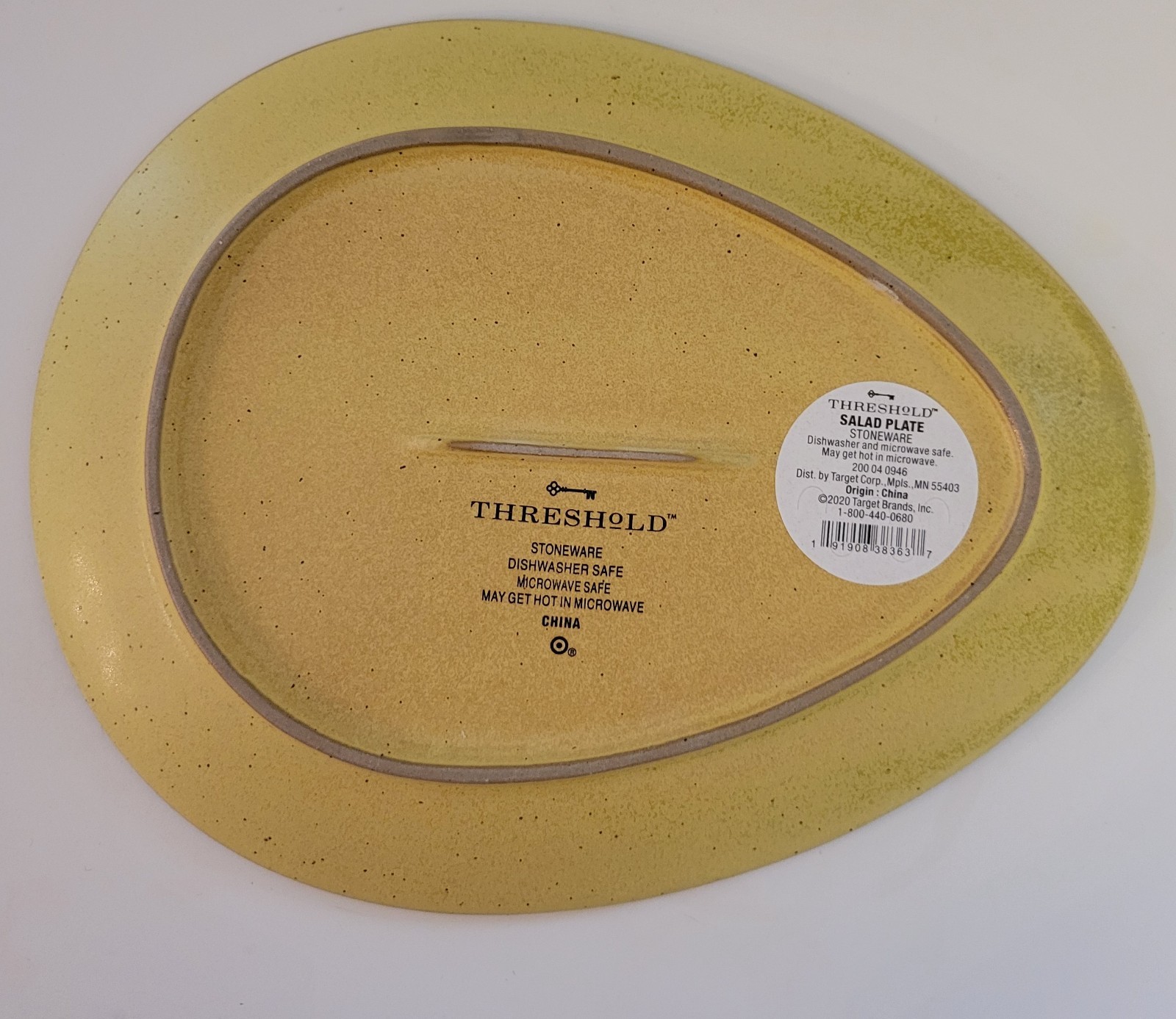 4 ct Threshold Stoneware Aqua Egg Teardrop Shape Salad Plates Pink Yellow Easter