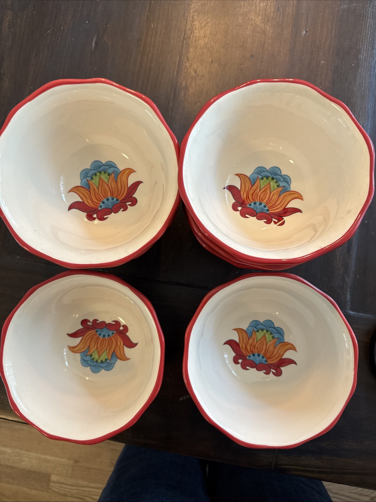 Espana Pasha Soup/ Cerial Bowls Earthenware Set -8 EUC