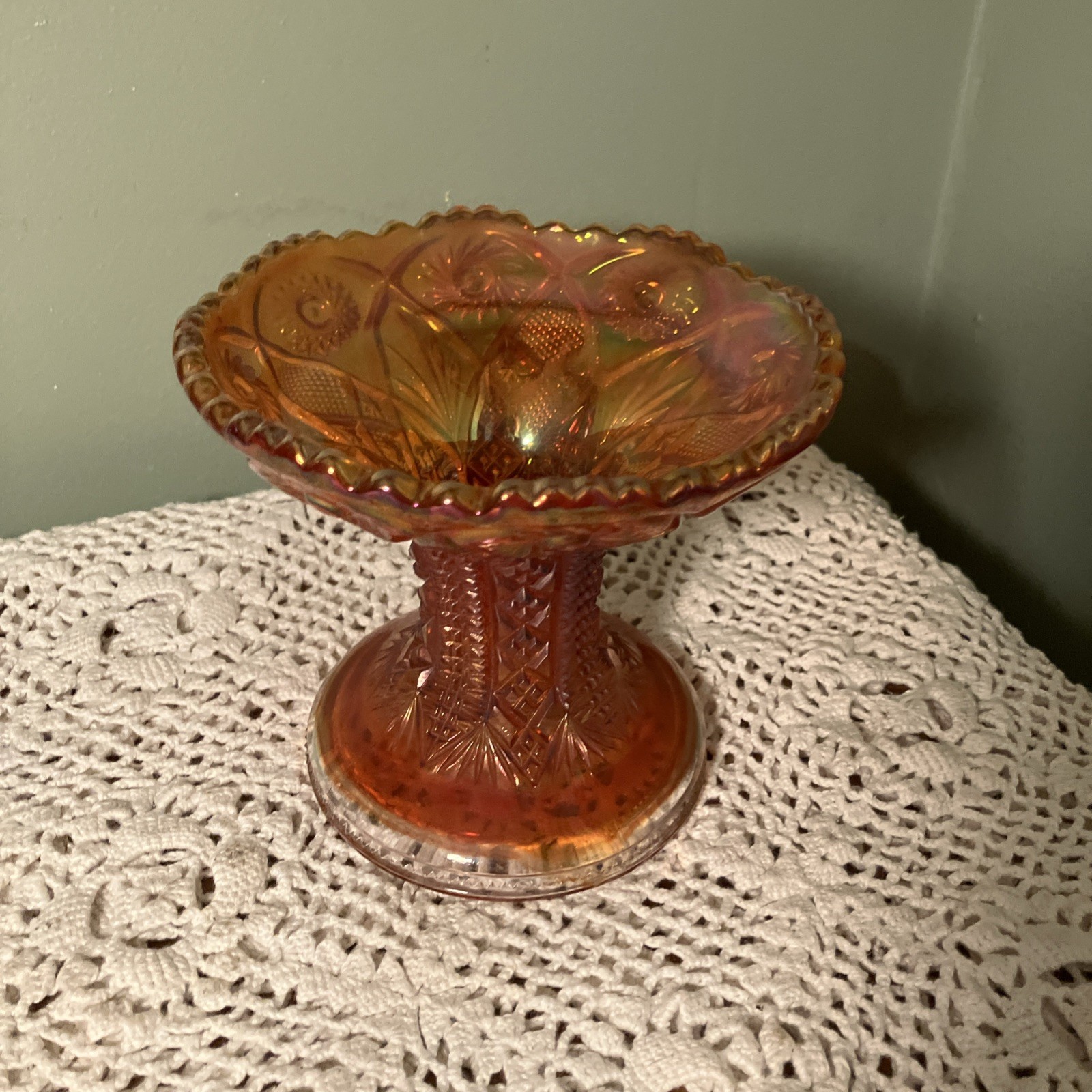 Marigold Orange Carnival Glass Punch Bowl Base – Imperial ?