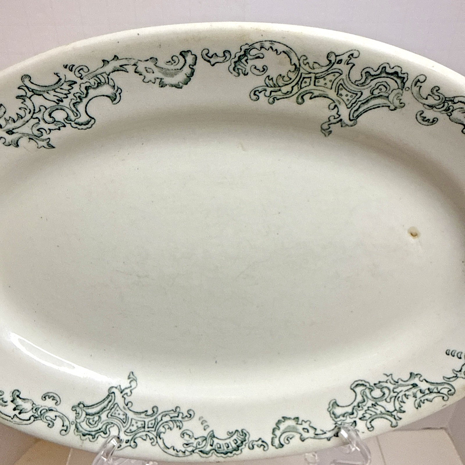 Antique John Maddock & Sons Green Transferware Platter Kniffin & Demarest