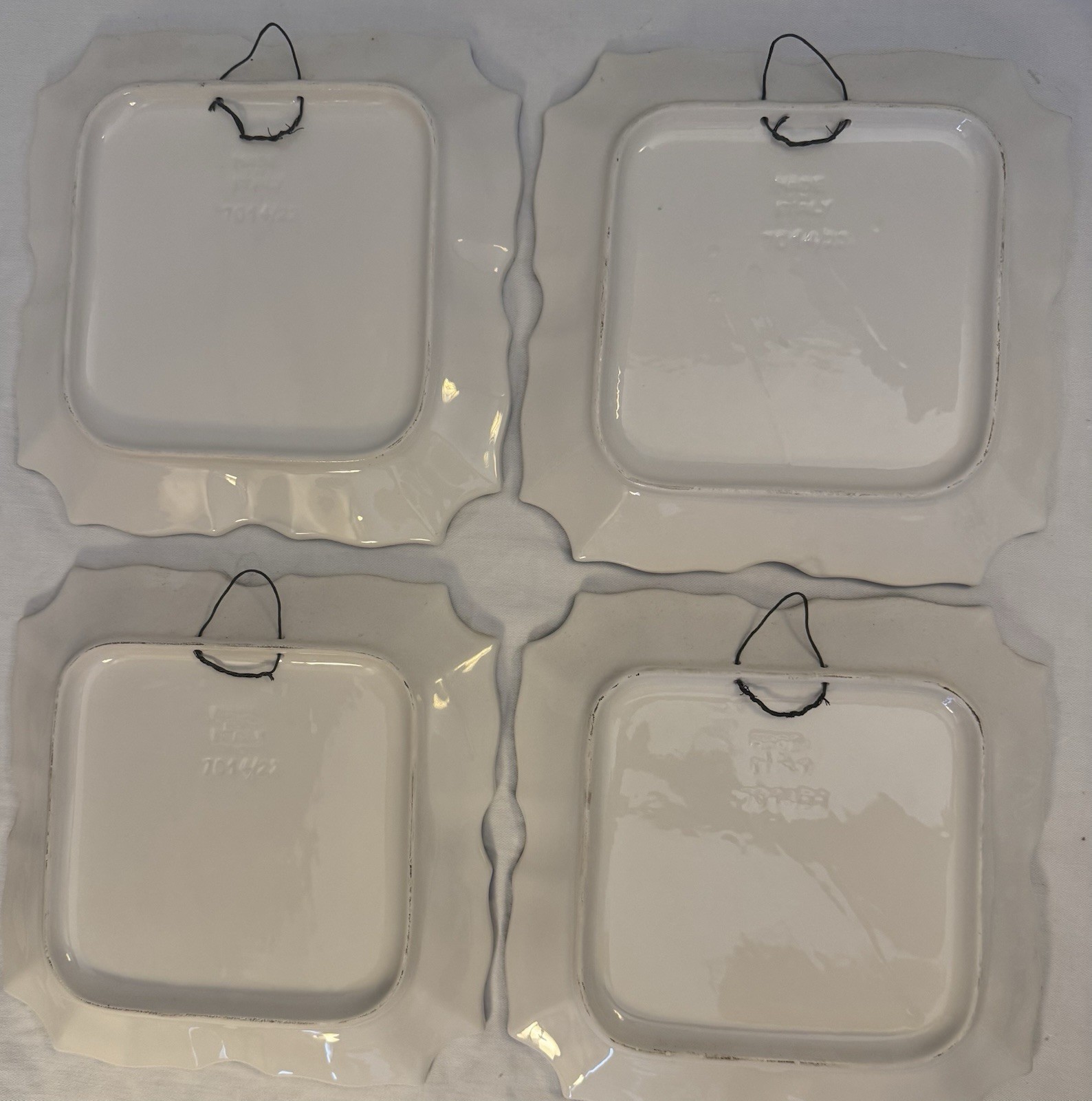 Vintage Bassano Pottery, Four Seasons, Wall Plates, Lot Of Four 8.5” Square
