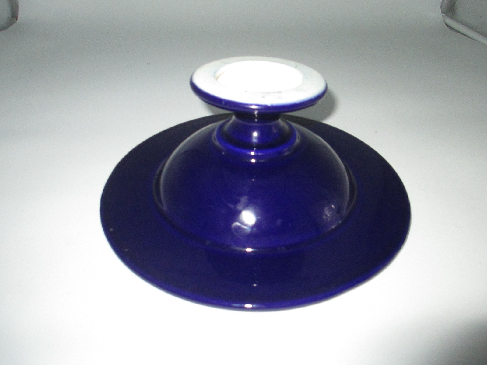 Haeger Ceramic Cobalt Blue and Yellow Pedestal Compote Candy Dish-Gorgeous
