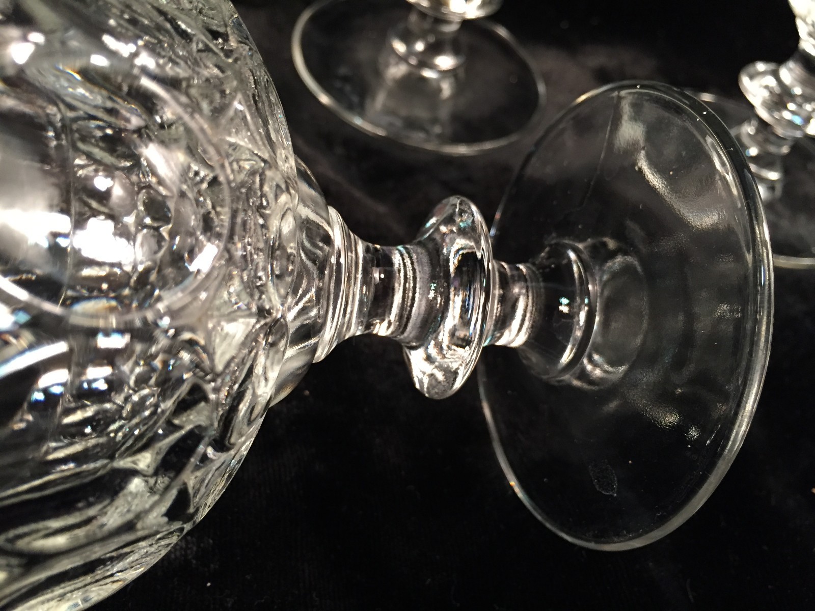 Clear Glass Thumbprint Pedestal Sundae/Sherbet Glassware Set of 7