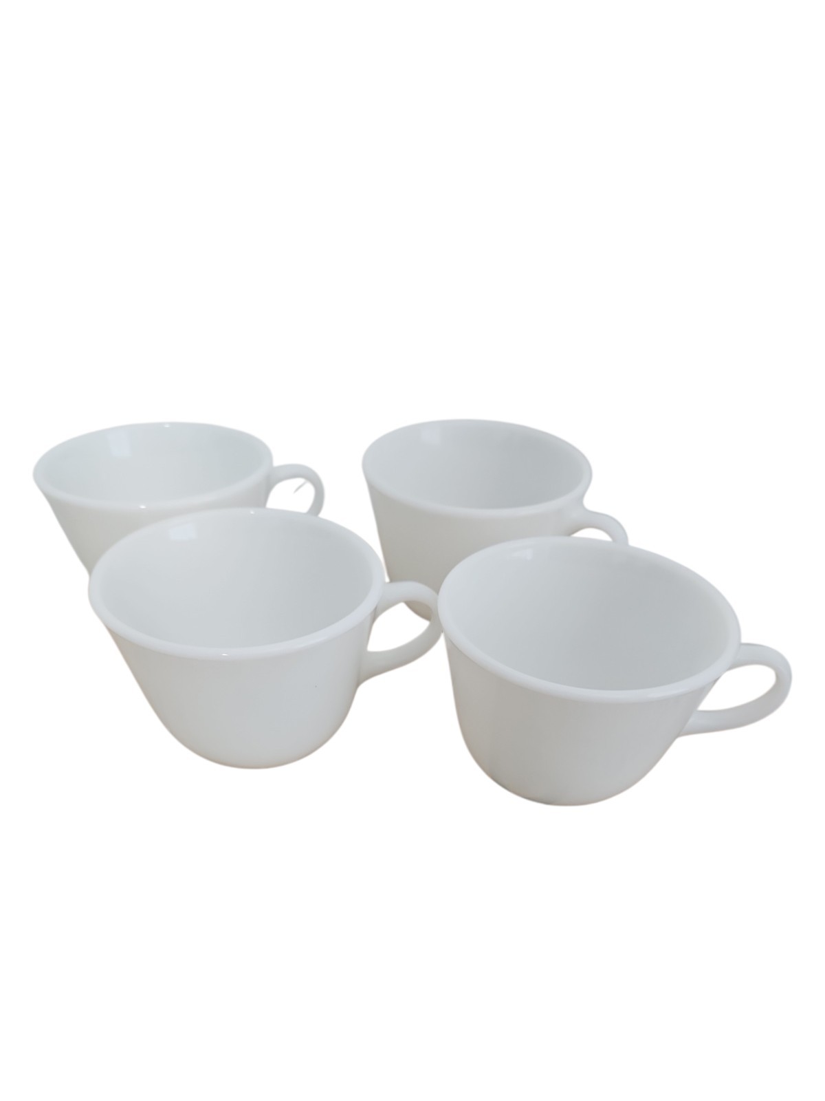 Vntg PYREX White Opal Milk Glass Coffee Tea Cups Mugs Set Of 4