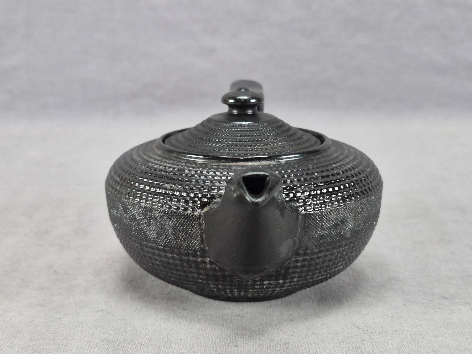 Antique British Egyptian Black Glazed Basalt Small Teapot Circa 1810-1830