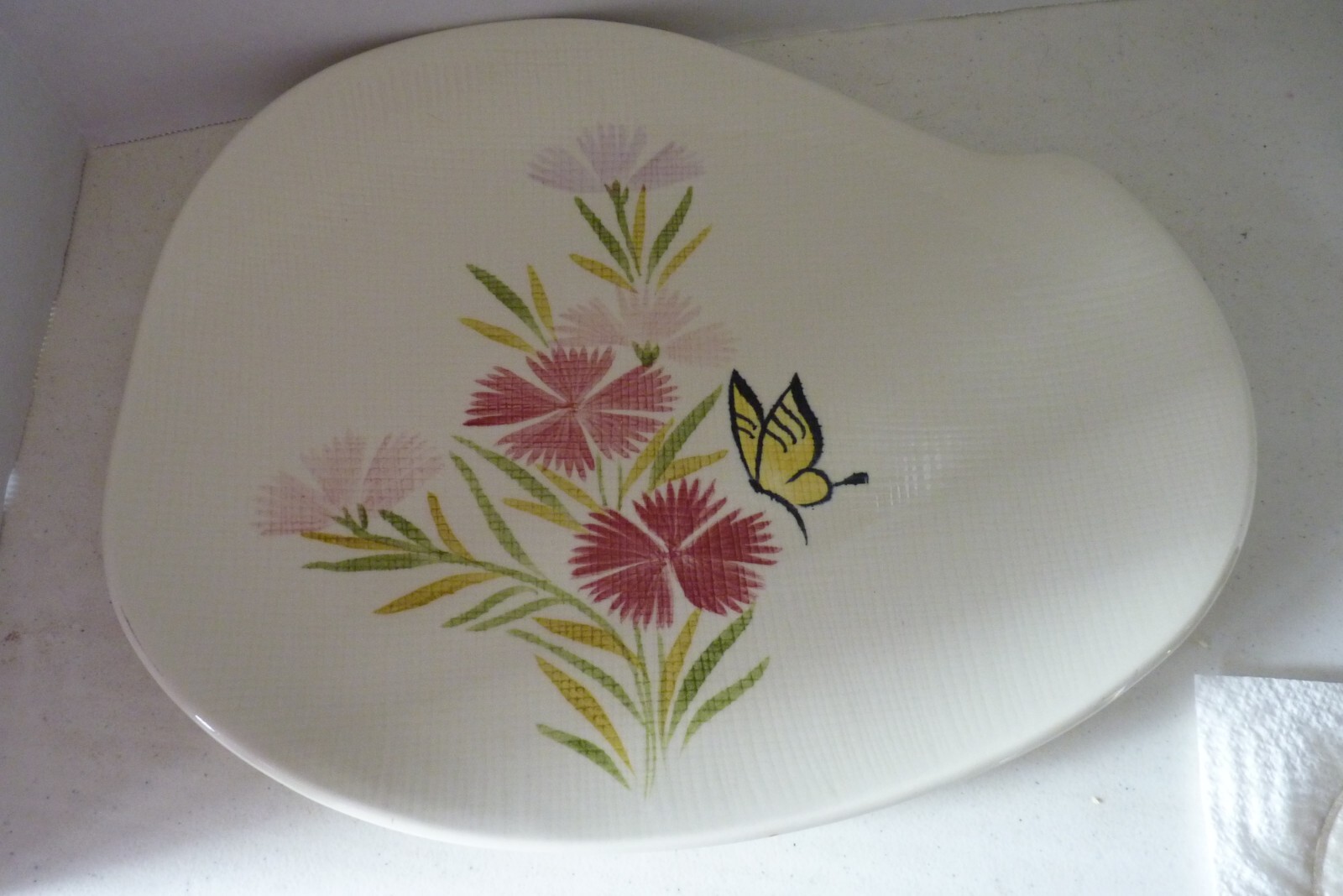 Vintage Red Wing Serving Platter – Pink Spice Butterfly Pattern (#223-1319)
