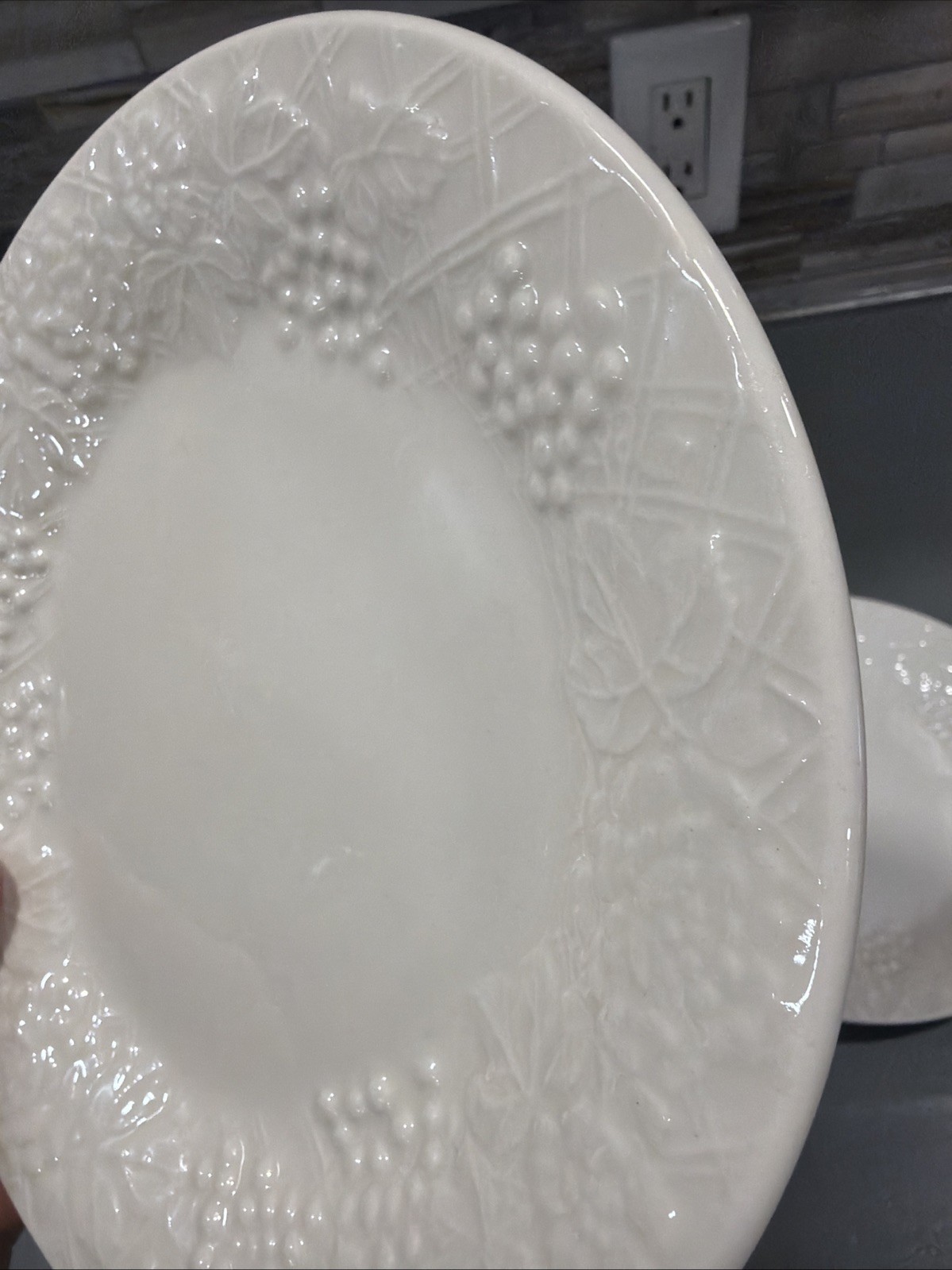 2 – Gibson Designs Four Seasons 7.5” White Salad Plate-Embossed Fruit Floral Rim