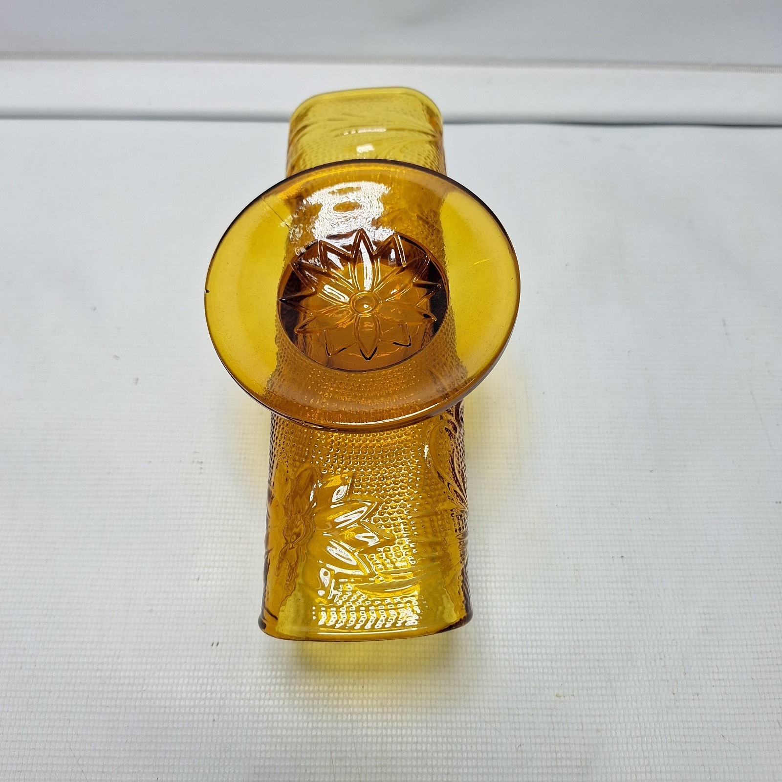 Vintage Indiana Tiara Pressed Sandwich Glass Amber Napkin Holder Letter Holder