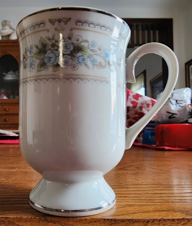 Elington Irish Coffee Mug (s) 10 oz. Wade Fine Porcelain White Blue Platinum !