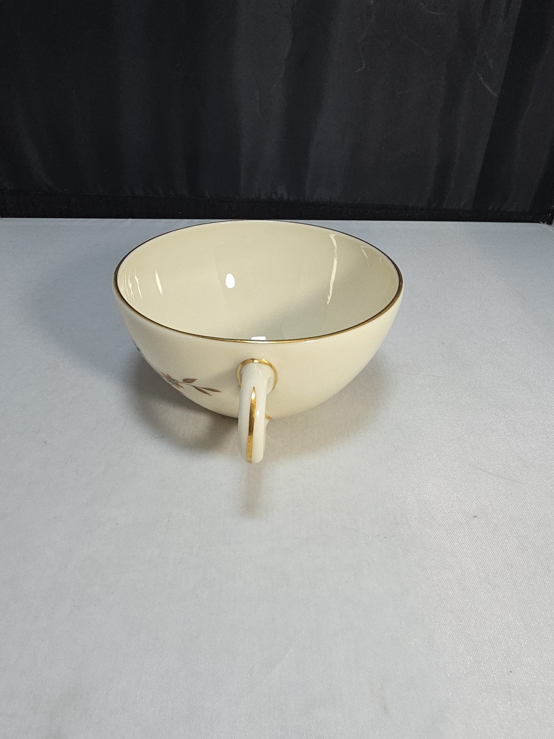 Lenox Starlight Flat Cup 2 1/8″ Floral Gold Rim Made in USA