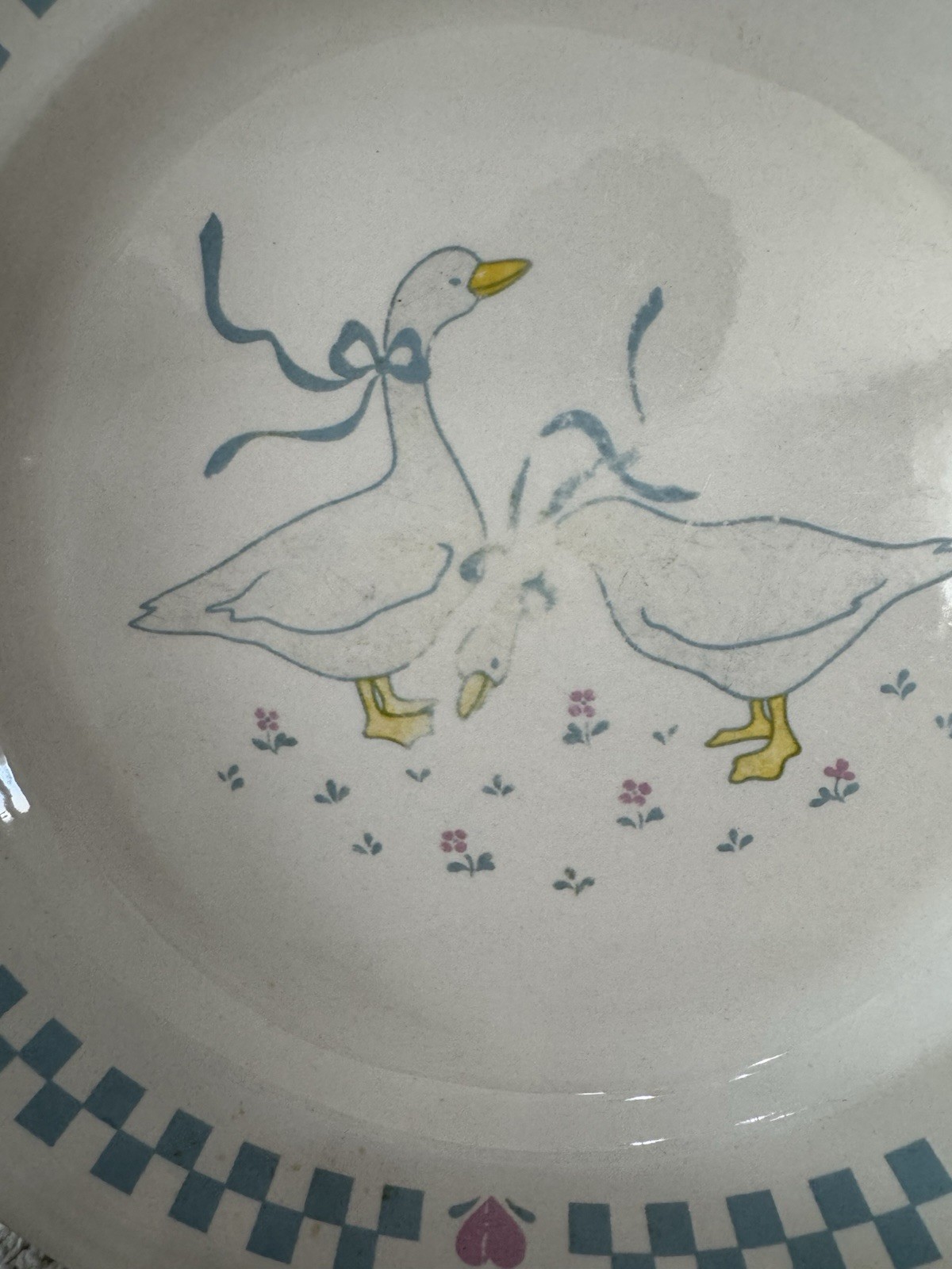 vintage Newcore 1988 stoneware dinner plates Goose Pattern Decoration Set Of 3