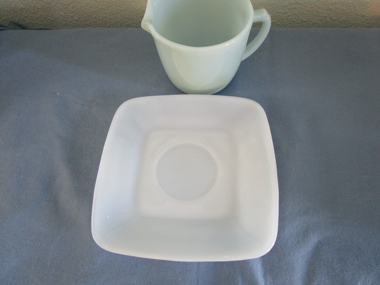 Vintage Fire King Blue Azurite Delphite Creamer and Saucer