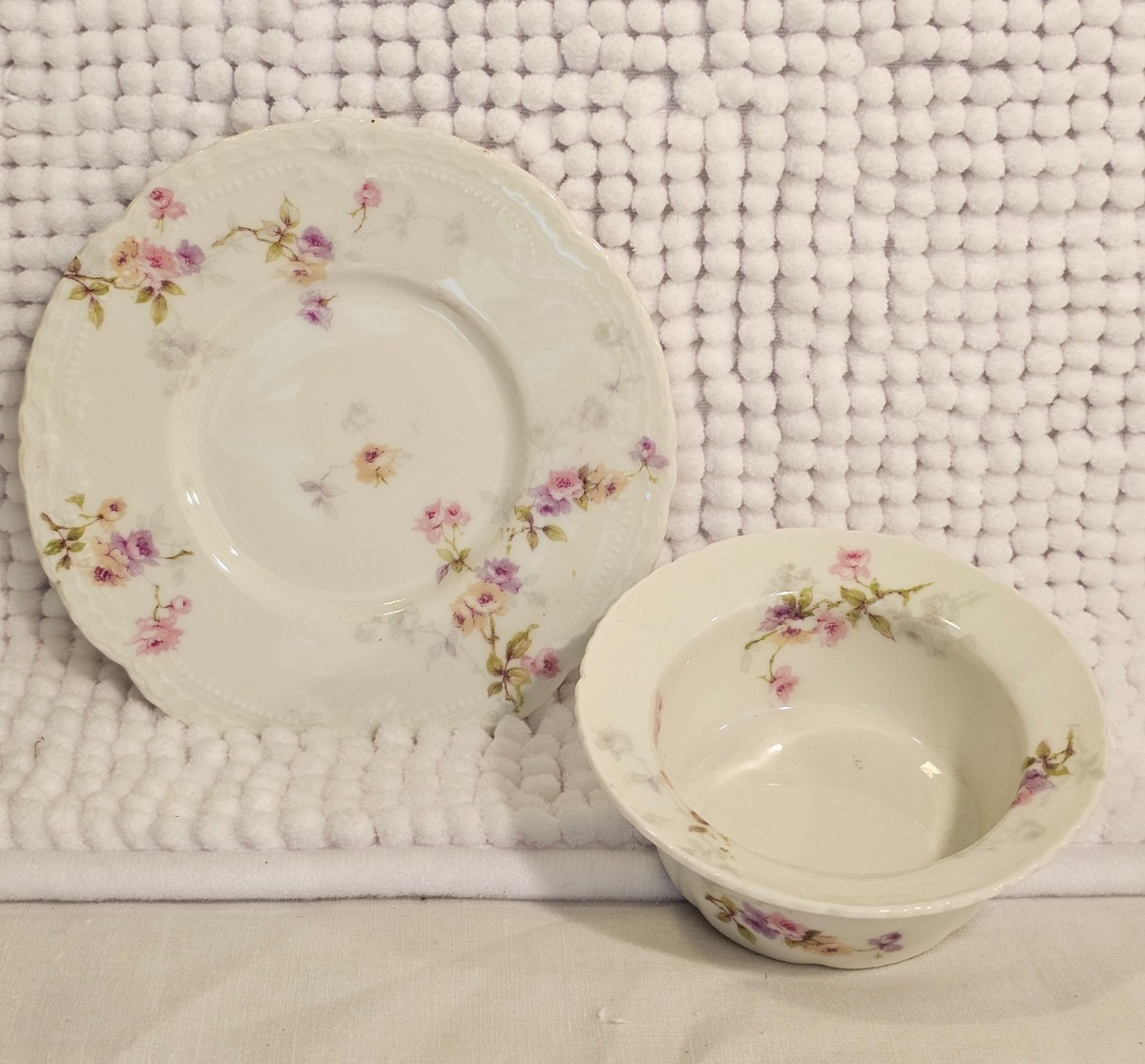 Ramekins, vintage china, set of three (3), Haviland sampler trio