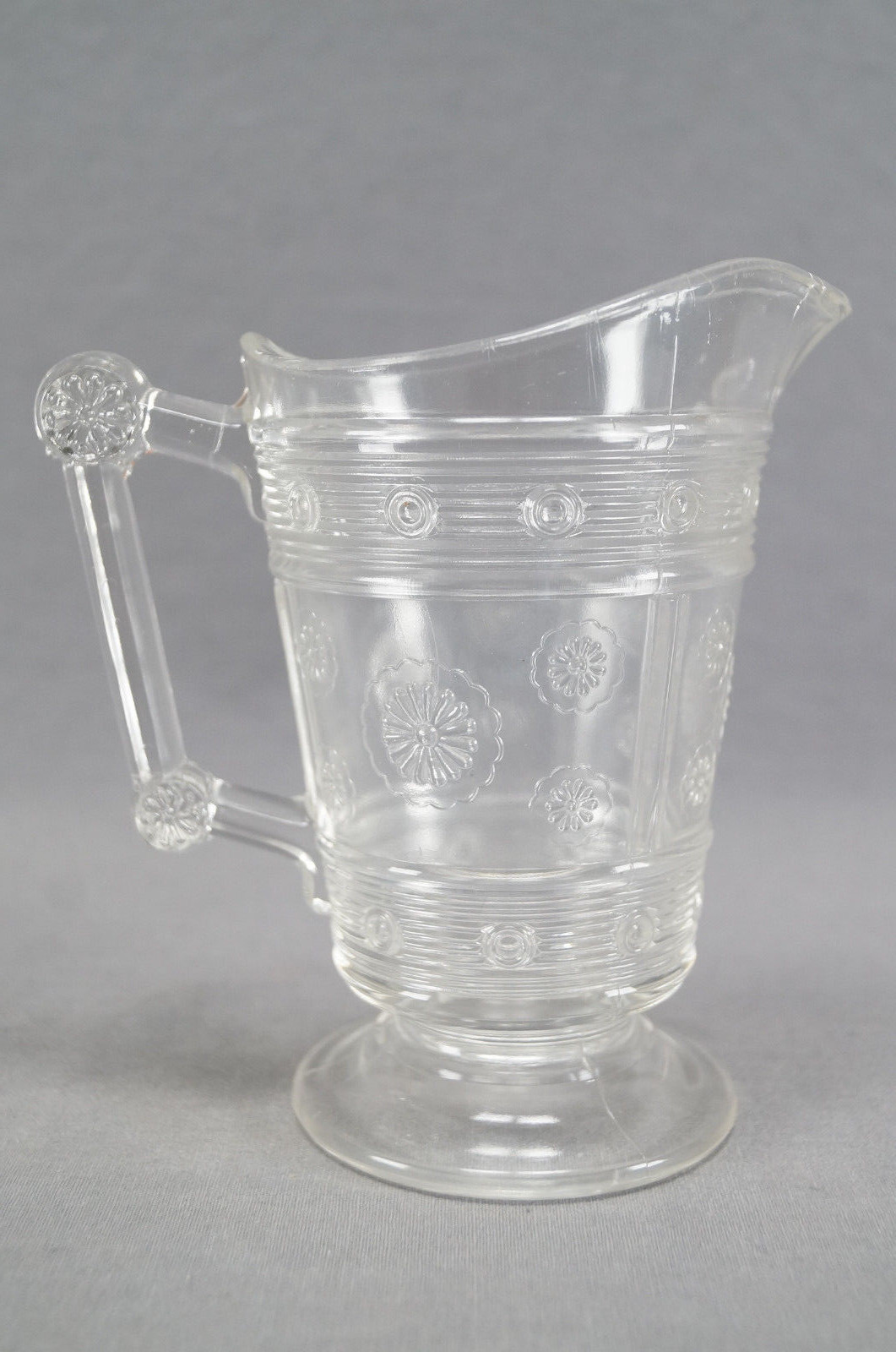 EAPG Bryce Bros / Us Glass Rosette Magic Pattern Creamer Circa 1880s – 1890s