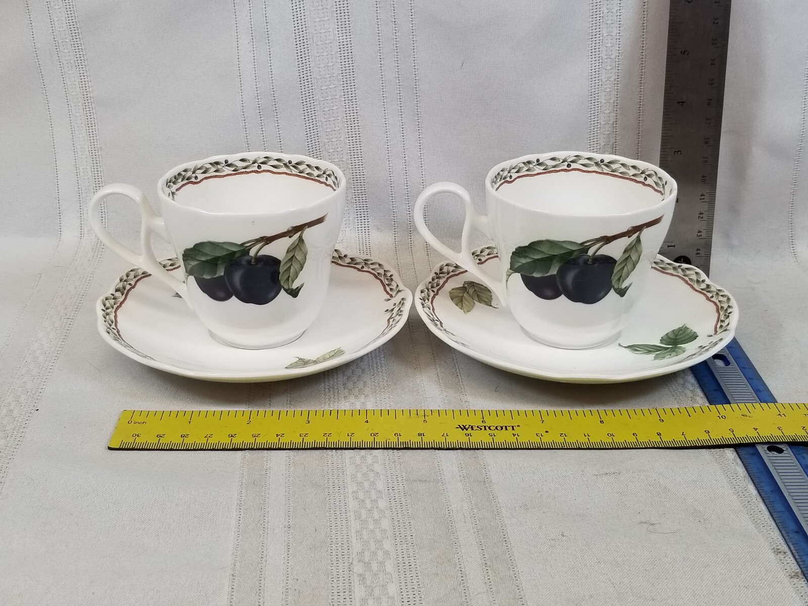 2 Noritake Cup & Saucer Sets Royal Orchard Japan Primachina BERRIES PLUMS