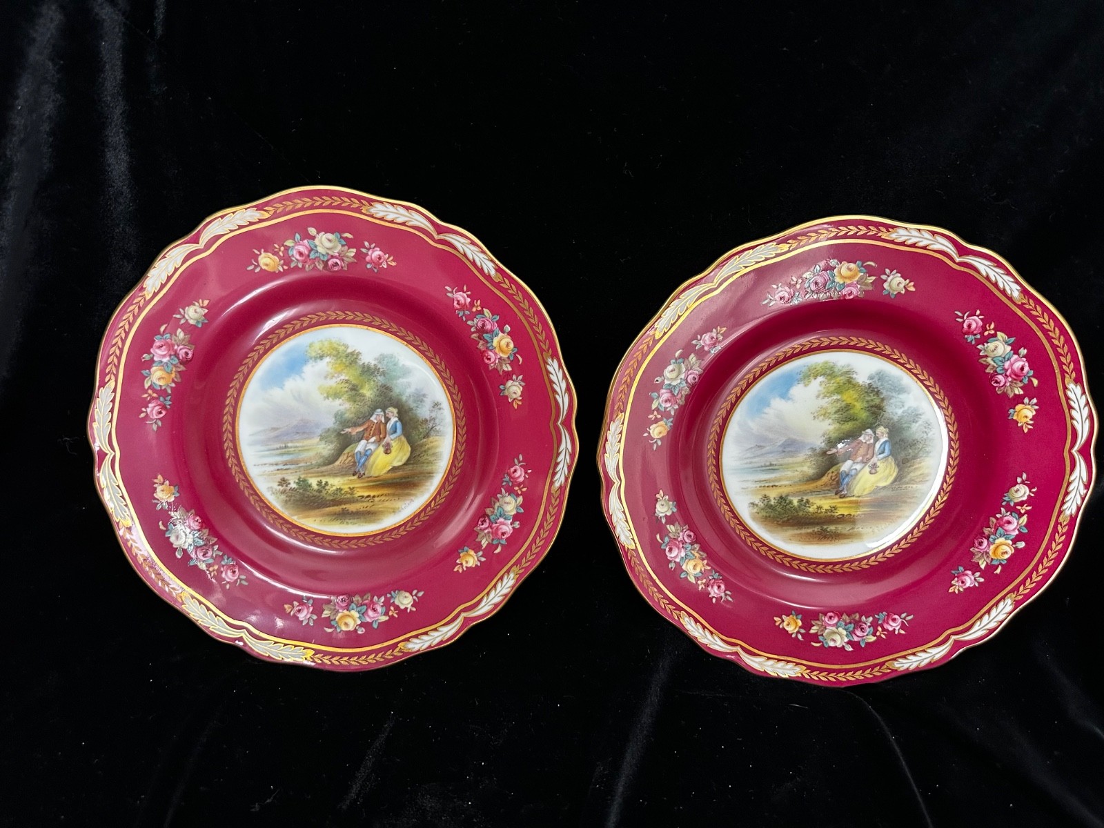 12 Copeland Spode Courting Couples HandPainted Plates Davis ex antique condition