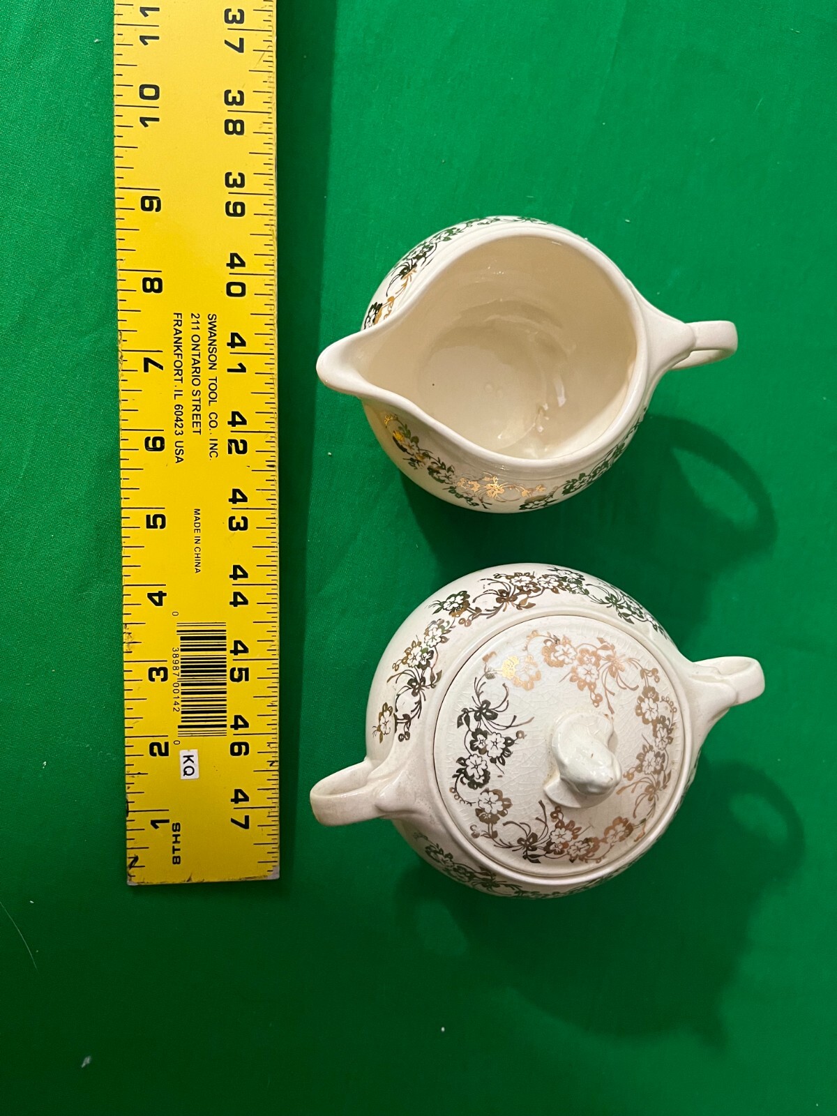 Vintage Taylor Smith Taylor China Floral Creamer And Sugar Bowl with Gold Trim