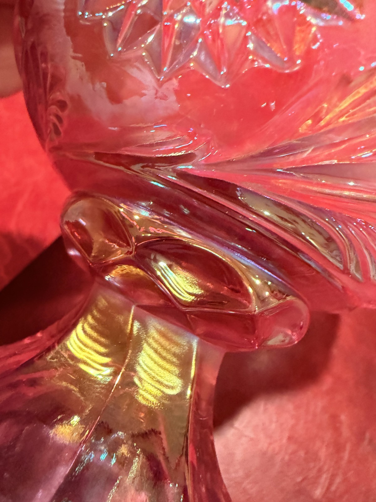 RARE Vtg Fenton Dusty Rose Pink Carnival Glass Miniature Punch Bowl Set/4 Cups