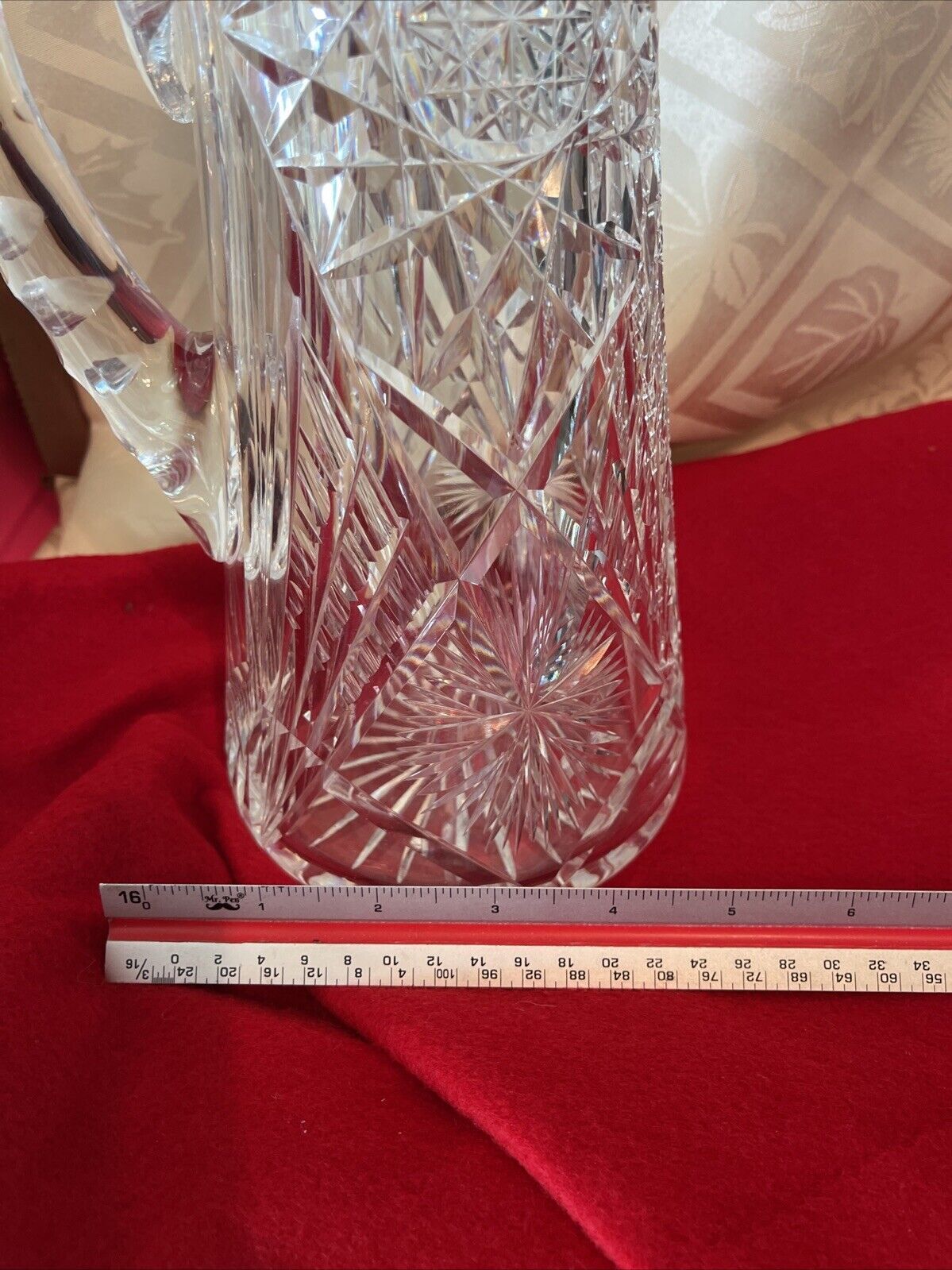 Large Antique American Brilliant Cut Glass Pitcher – 10 1/2” – 5 Pounds –