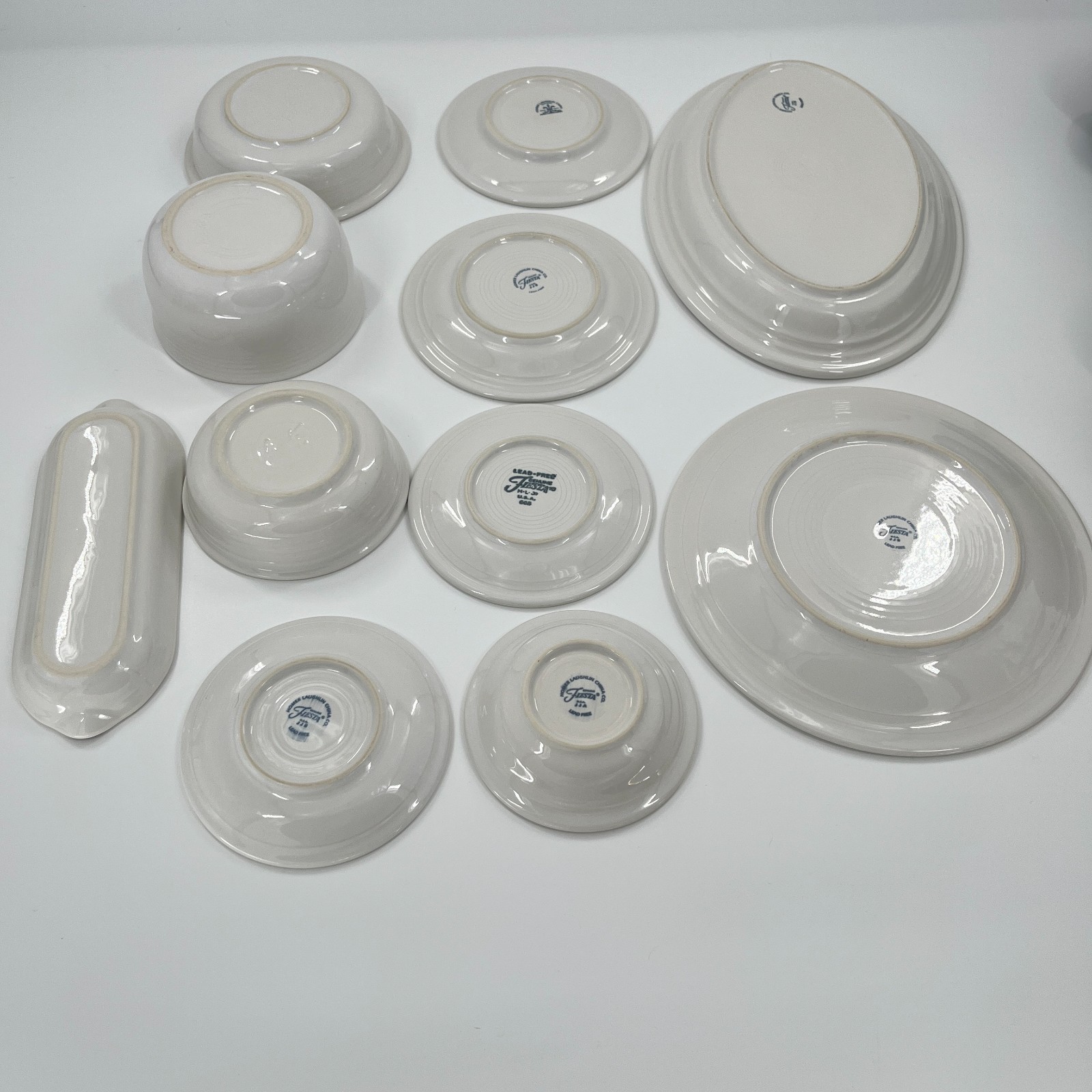 Fiesta Dinnerware Set White 14 Piece Post 86 Lot Bowls Plates Tray Platter Cup
