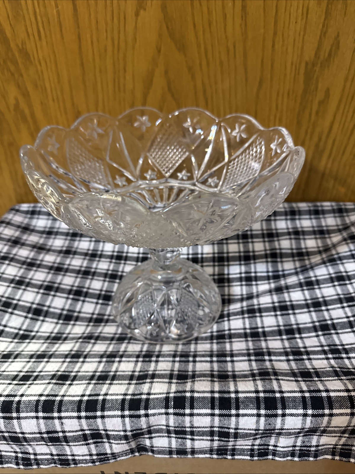 Antique EAPG Ohio Flint Glass Co #488 Diamond Compote Candy Dish Ca 1896
